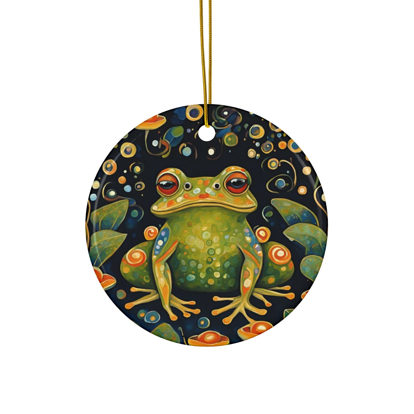 Frog 3" Ceramic Ornaments, 2-Side Print, (1pc, 10pcs)