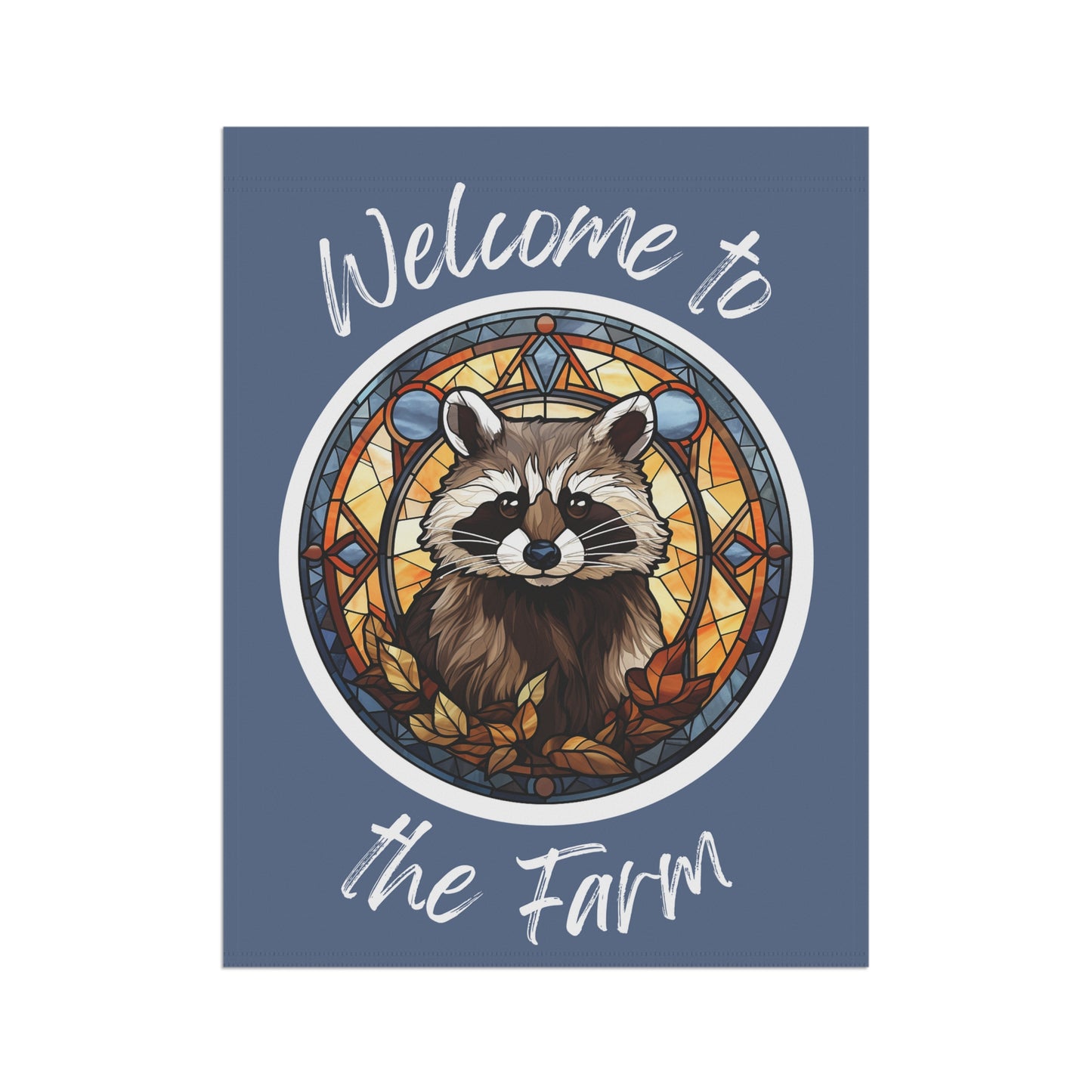 Welcome to the Farm Raccoon 2-Sided Garden & House Flag/Banner