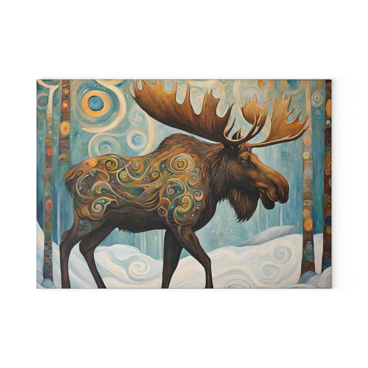 Mountain Forest Moose Tempered Glass Cutting Board