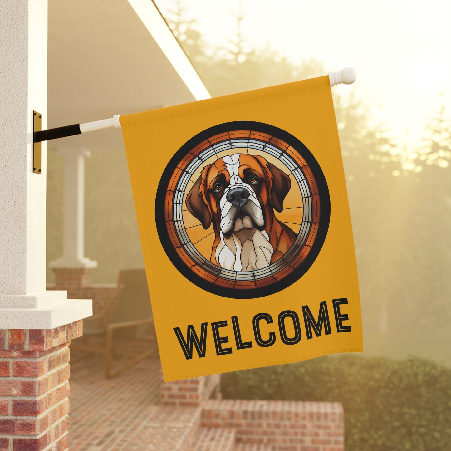 Saint Bernard Welcome 2-Sided Garden & House Flag/Banner