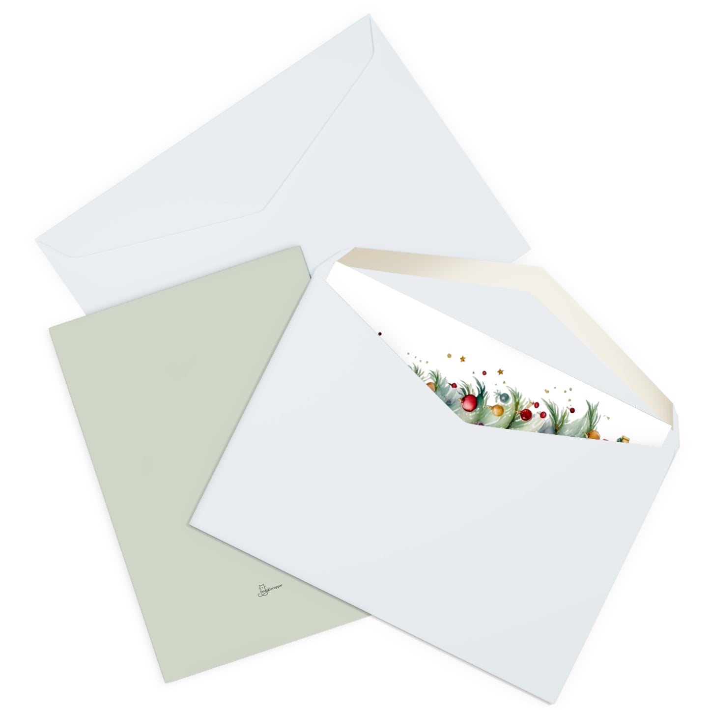 French Bulldog Merry Christmas Tree Cards (5 Pack Blank Inside)