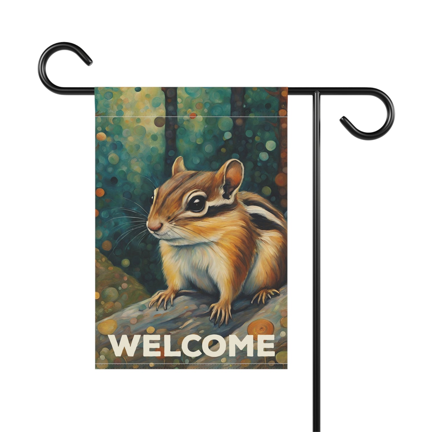 Mountain Forest Chipmunk Welcome 2-Sided Garden & House Flag/Banner