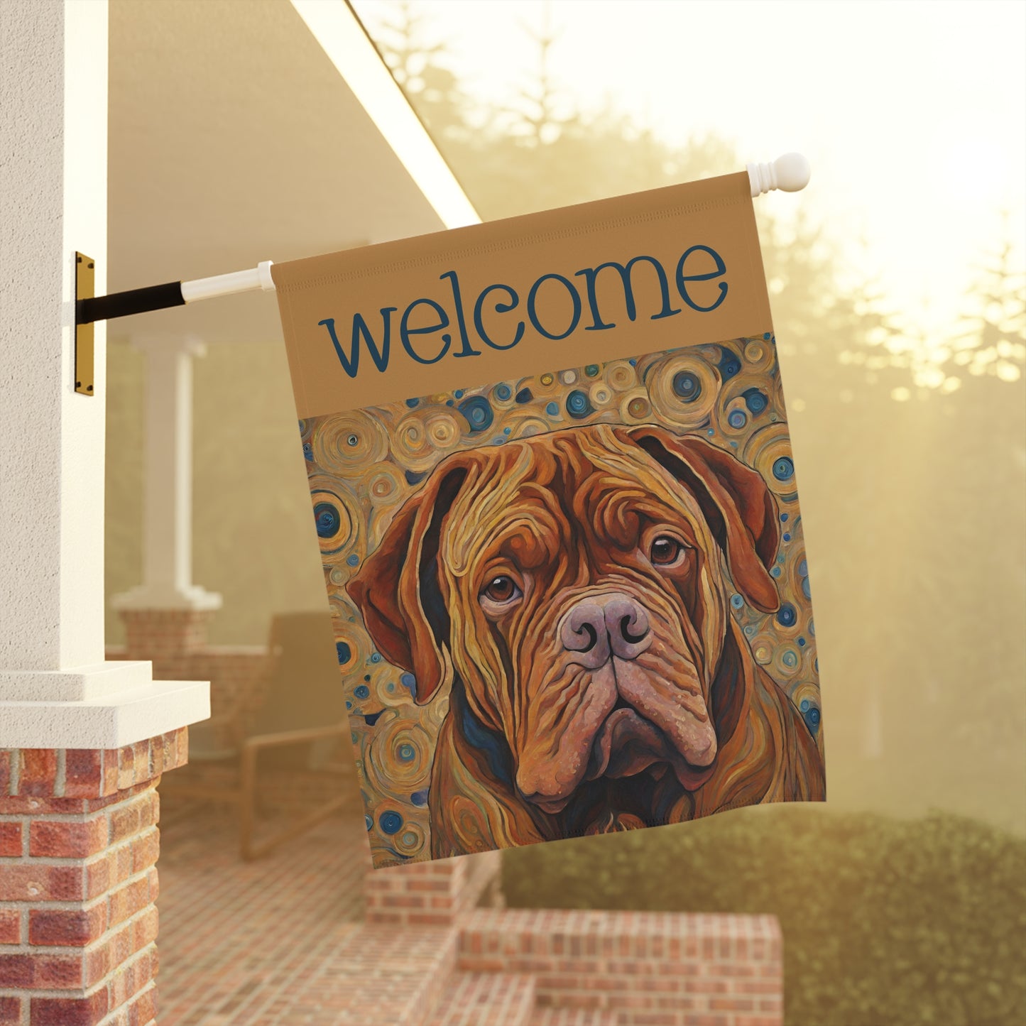 Dogue De Bordeaux Welcome 2-Sided Garden & House Flag/Banner