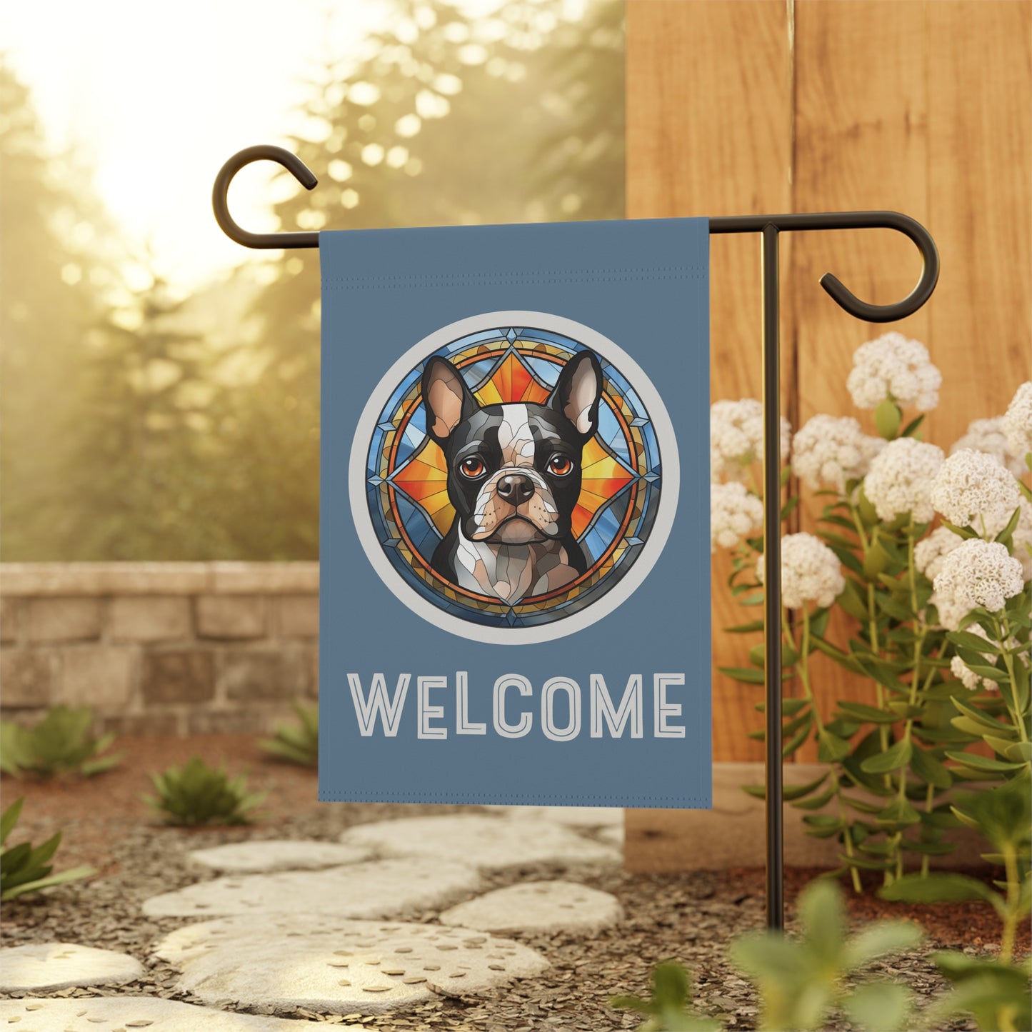 Boston Terrier Welcome 2-Sided Garden & House Flag/Banner