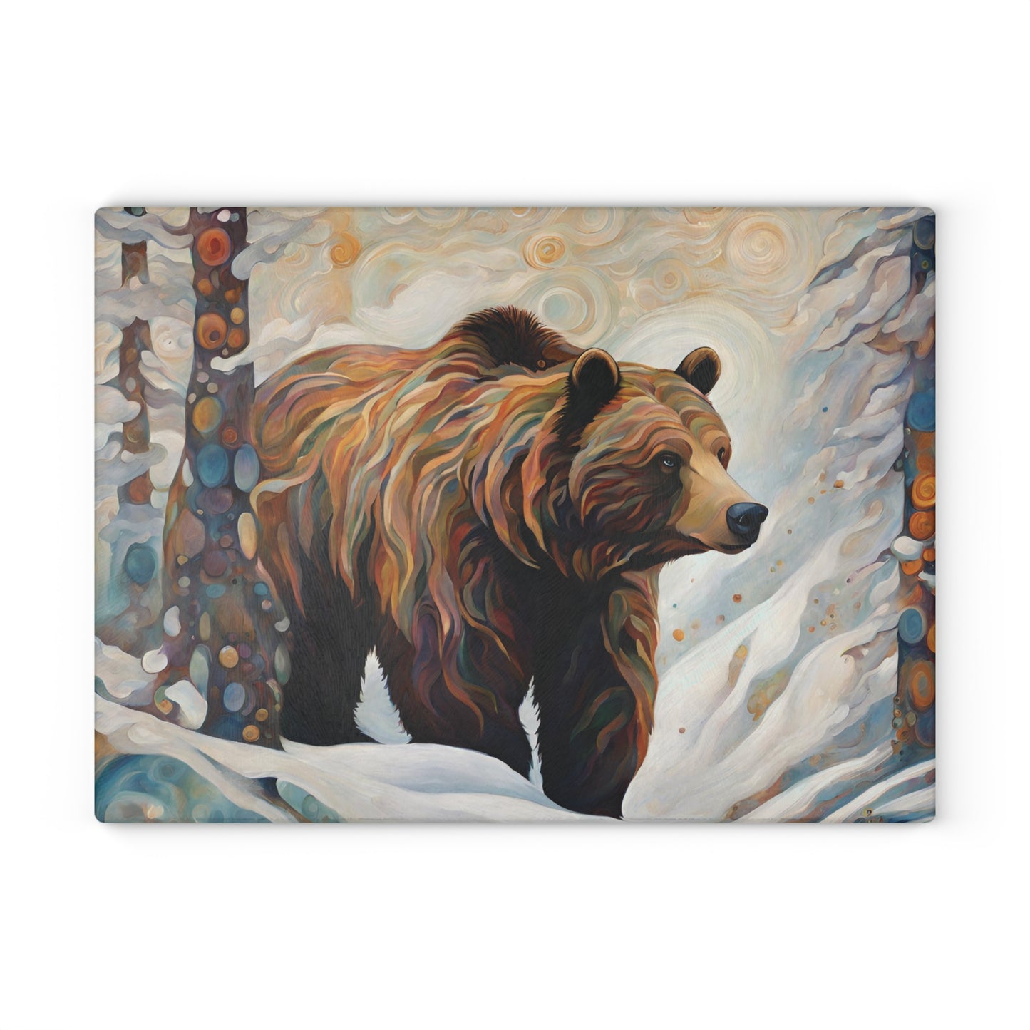 Winter Grizzly Tempered Glass Cutting Board