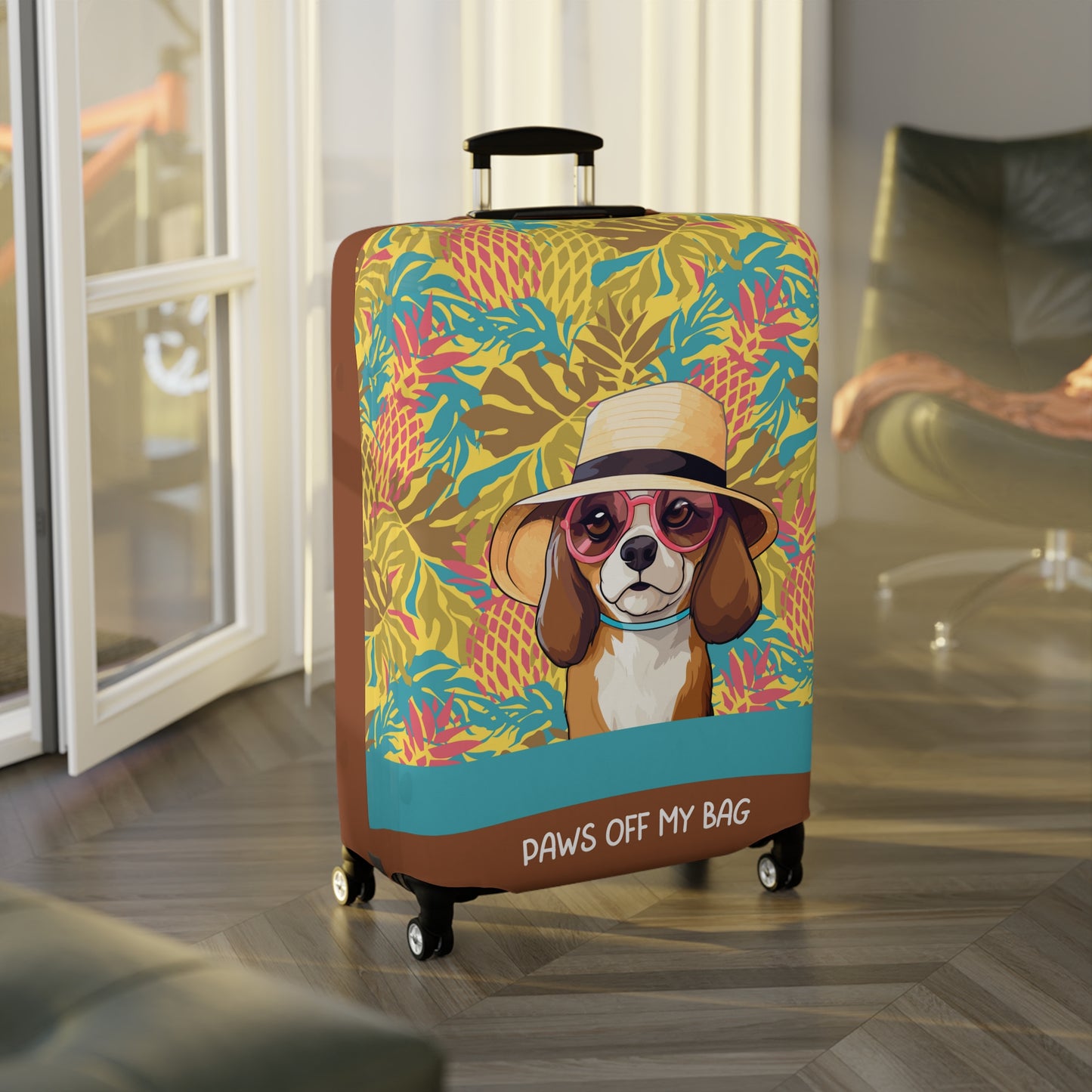 Beagle in Hat & Glasses Paws Off My Bag Luggage Cover