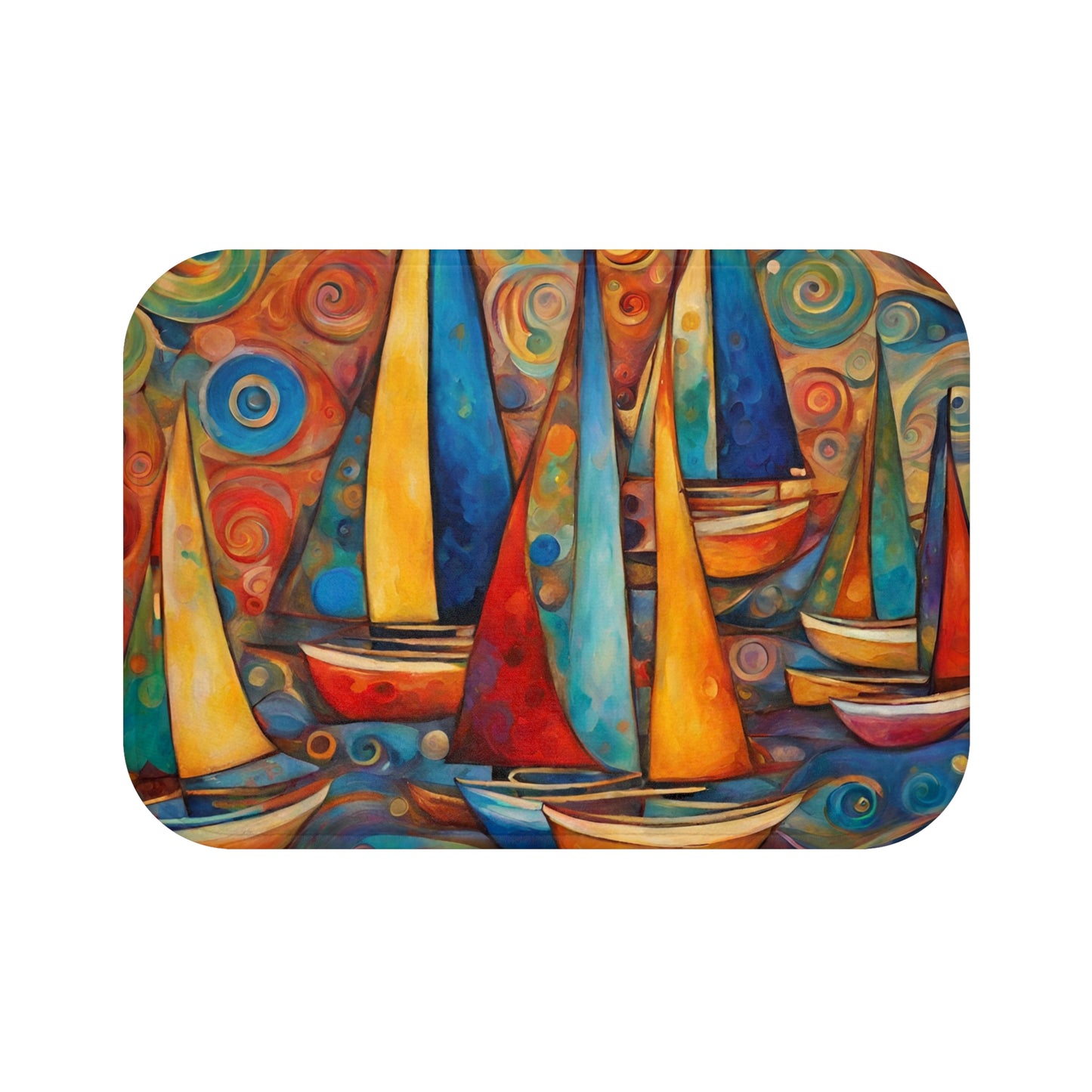 Colorful Sailboats Microfiber Bath Mat