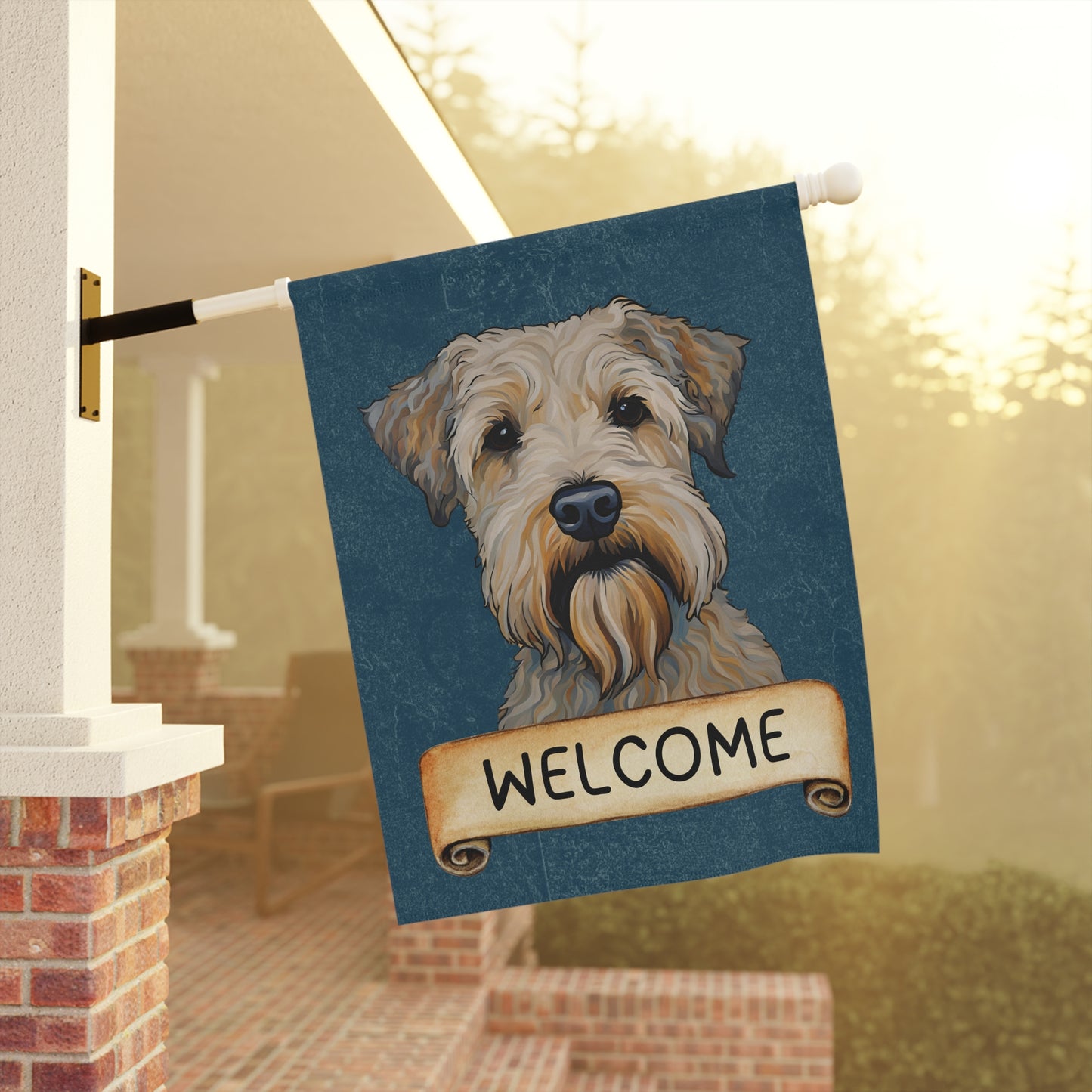 Wheaten Terrier Welcome 2-Sided Garden & House Flag/Banner