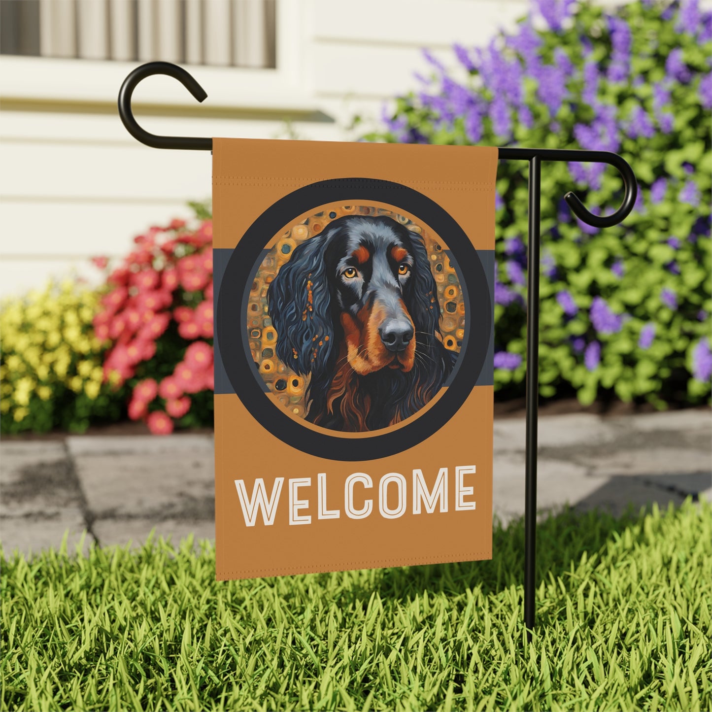 Gordon Setter Welcome 2-Sided Garden & House Flag/Banner