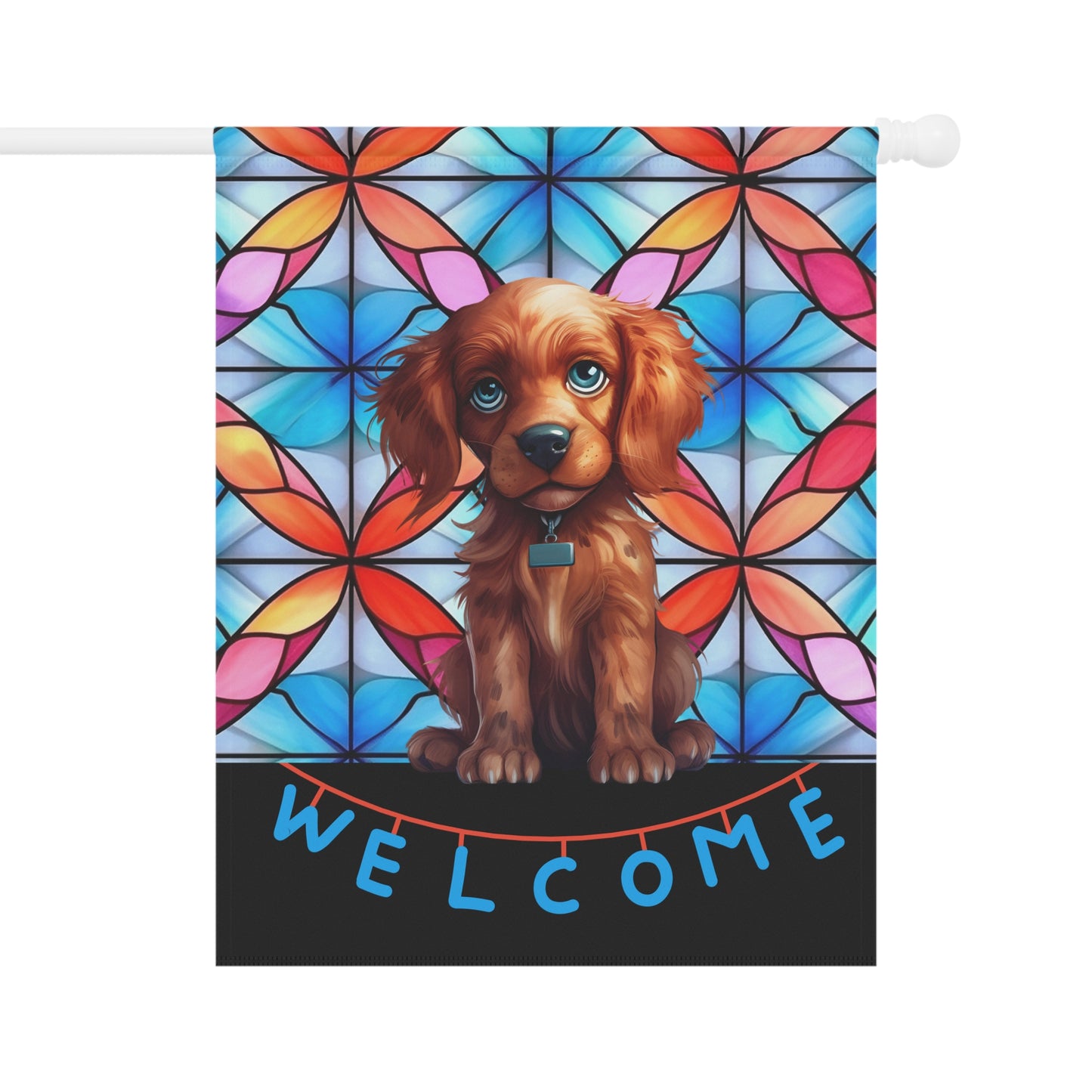 Blue-Eyed Puppy Welcome 2-Sided Garden & House Flag/Banner