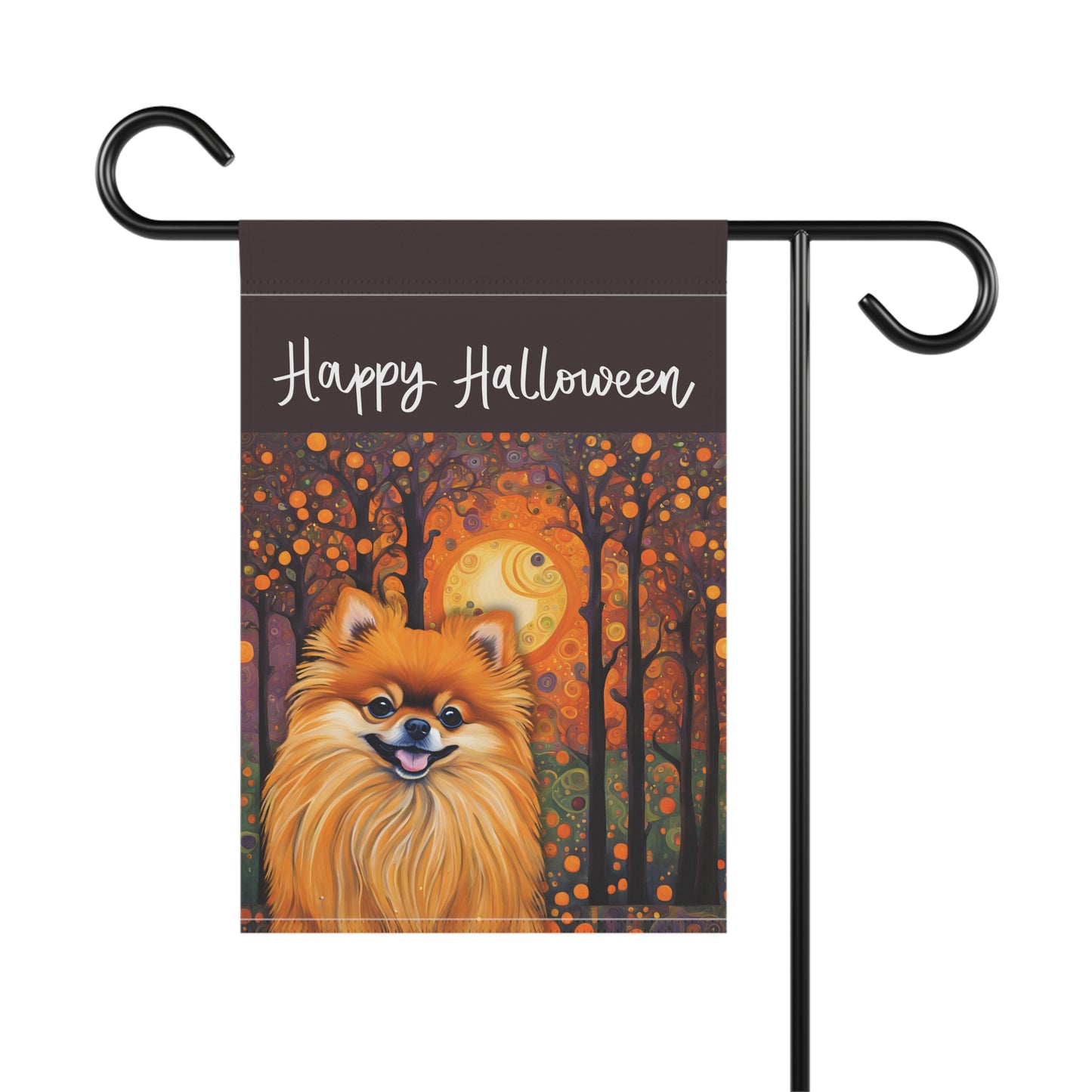 Pomeranian Happy Halloween 2-Sided Garden & House Flag/Banner