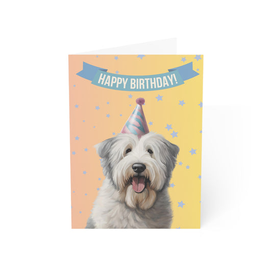 Old English Sheepdog Happy Birthday 5 x 7 Greeting Cards (10 Pack)