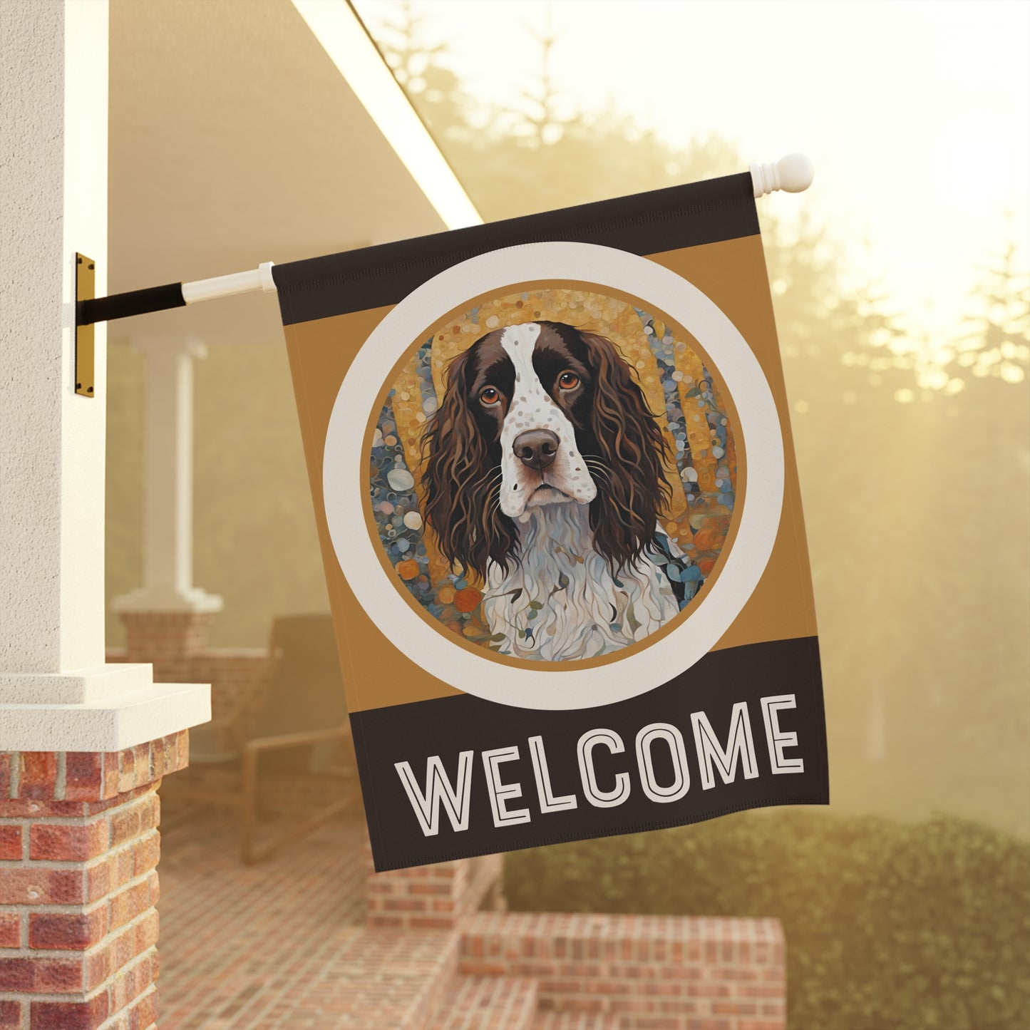 English Springer Spaniel Welcome 2-Sided Garden & House Flag/Banner