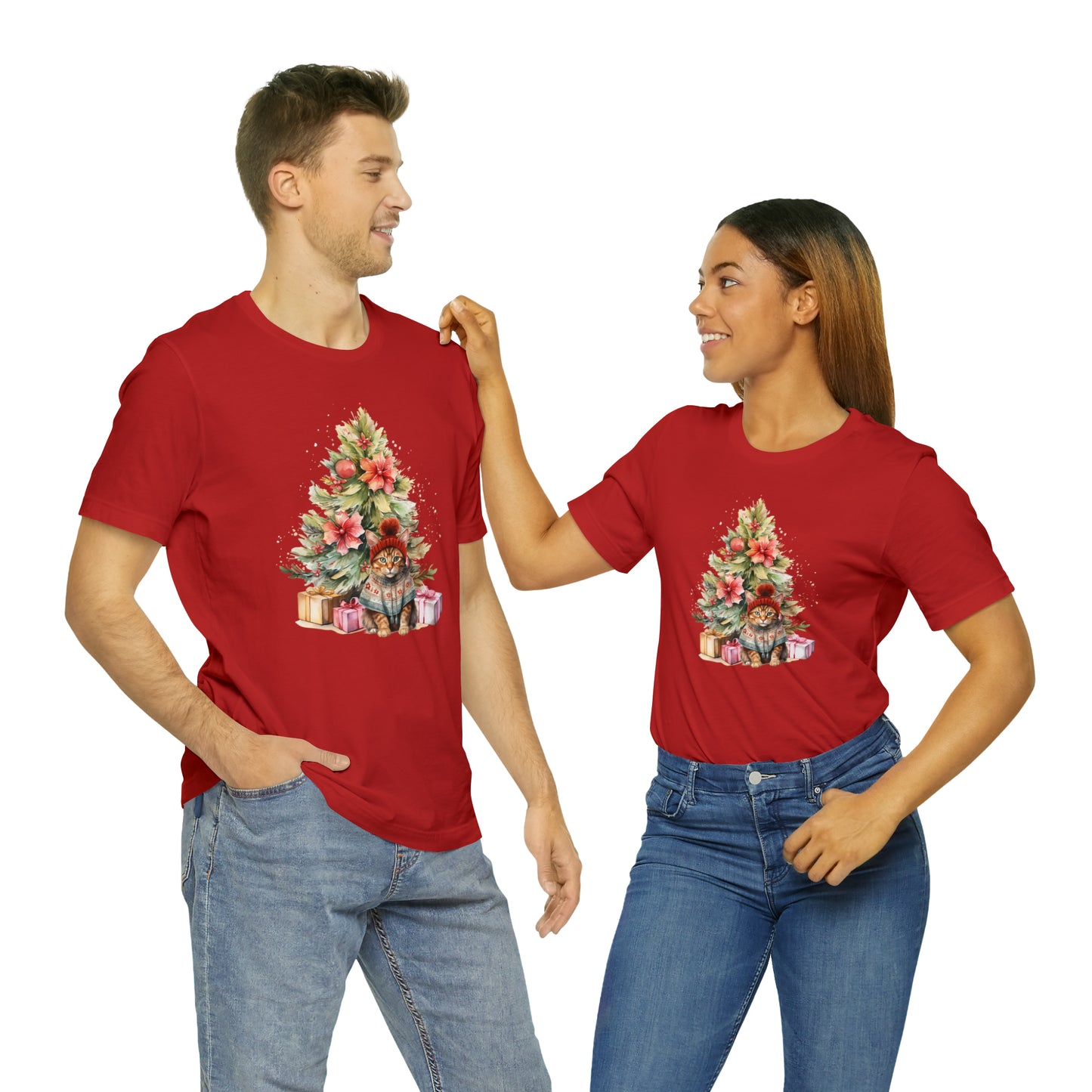 Best Present Cat Under the Tree Christmas Unisex Jersey Short Sleeve Tee