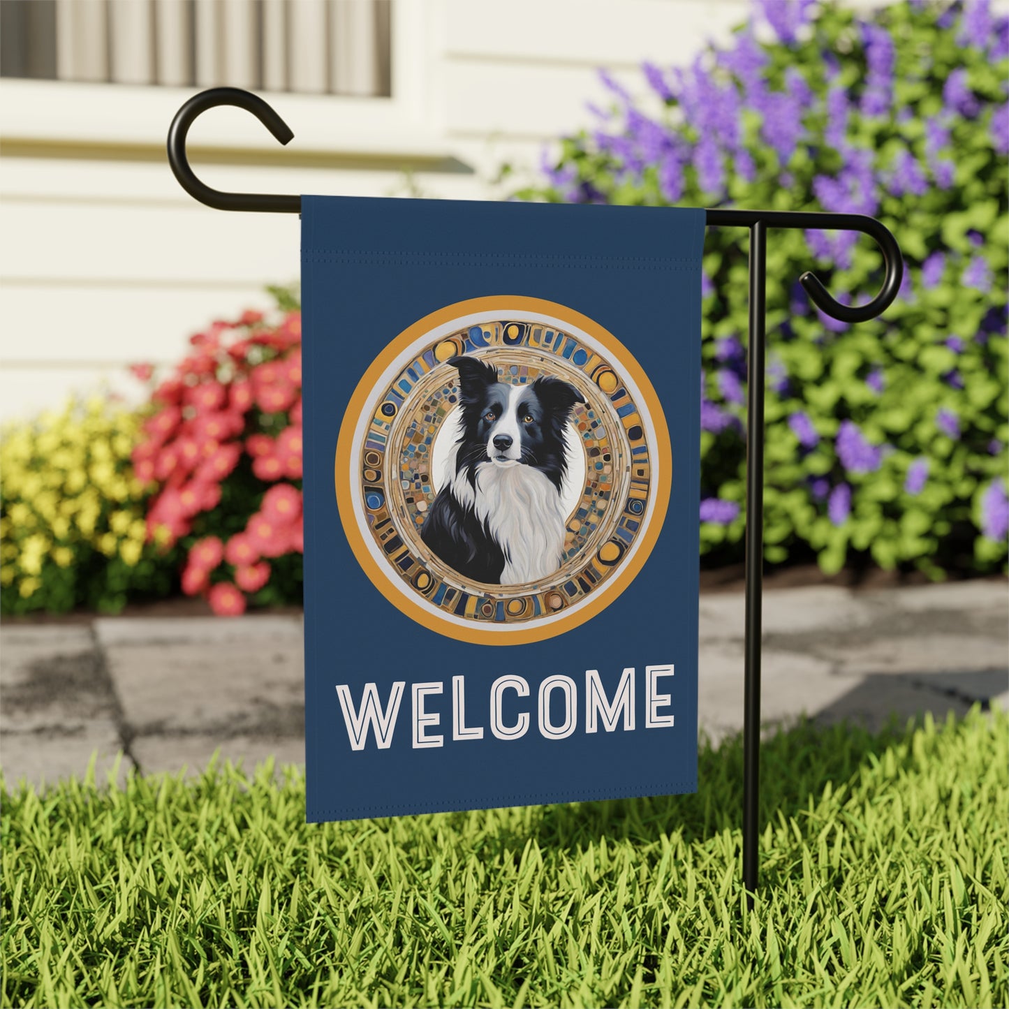 Border Collie Welcome 2-Sided Garden & House Flag/Banner