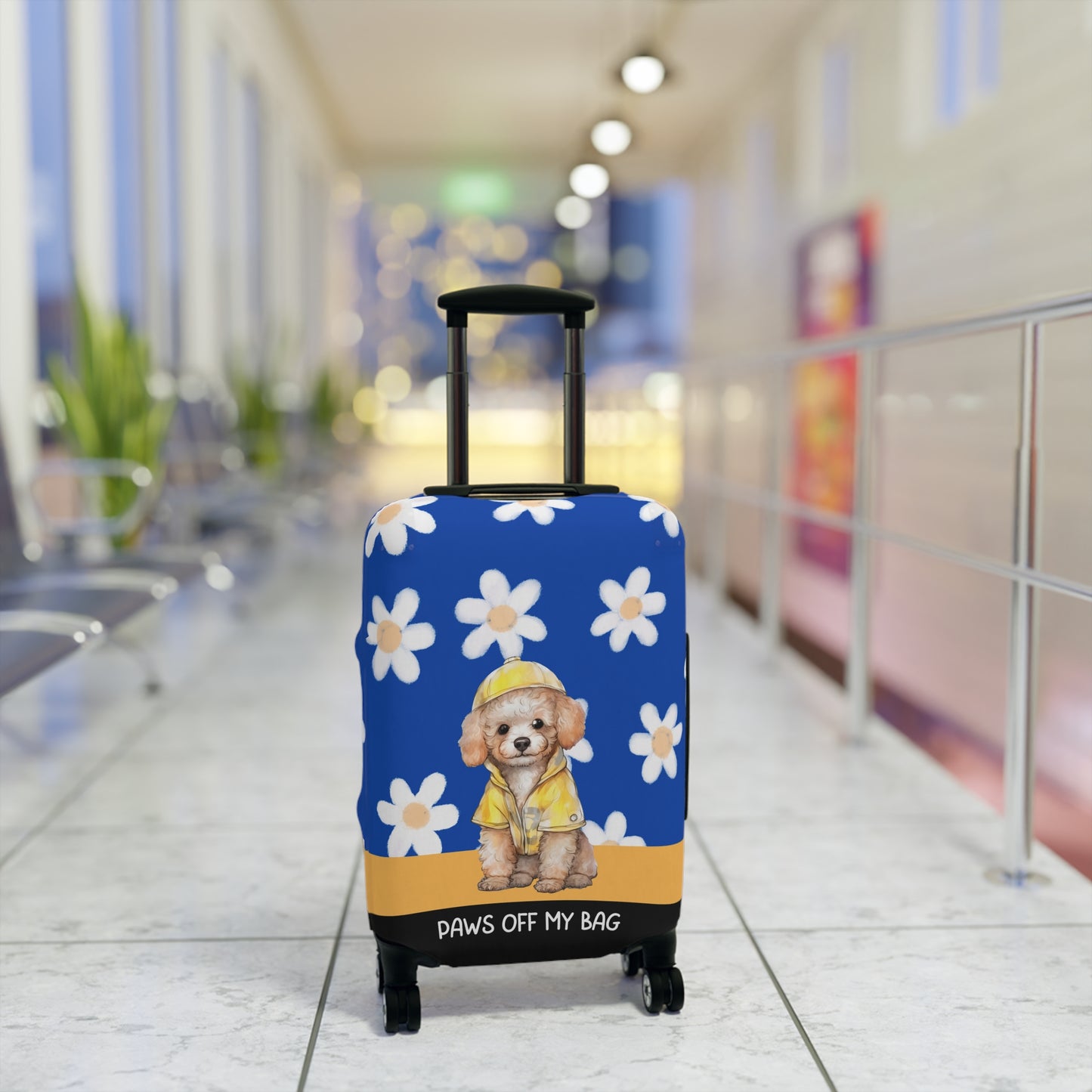 Poodle in Yellow Rain Jacket Paws Off My Bag Luggage Cover