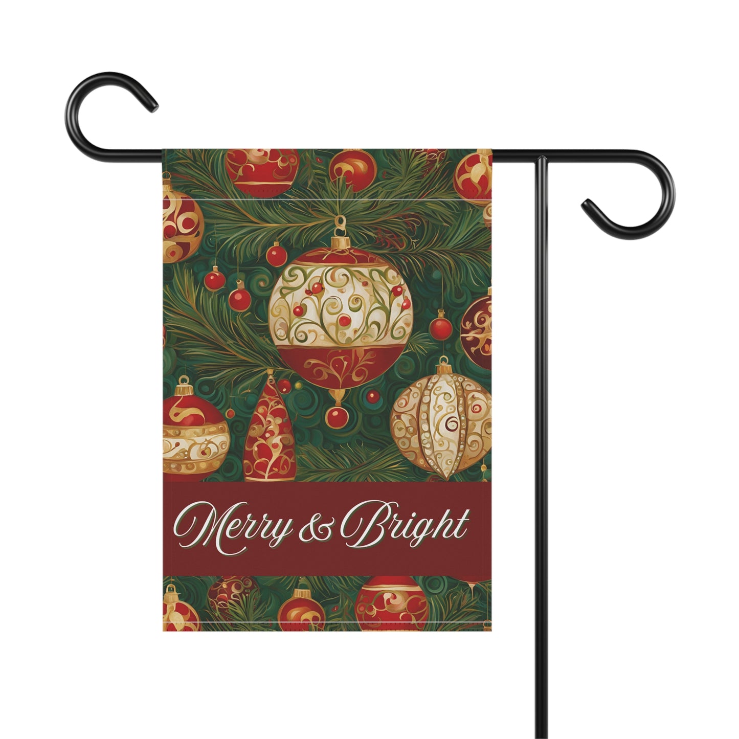 Merry & Bright Ornaments 2-Sided Garden & House Flag/Banner