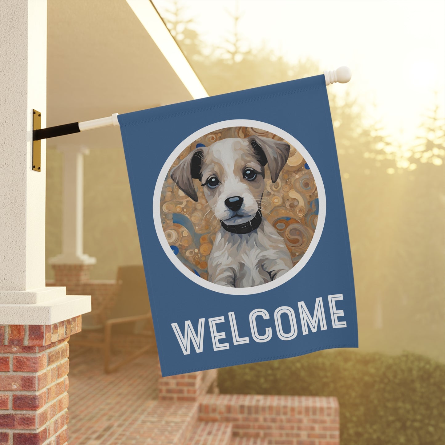 Phillip the Dog 2 Welcome 2-Sided Garden & House Flag/Banner