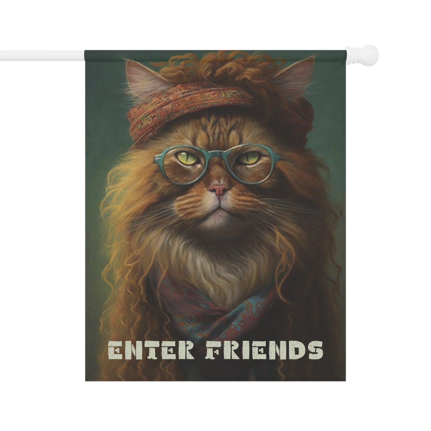 Enter Friends Bohemian Cat 2-Sided Garden & House Flag/Banner