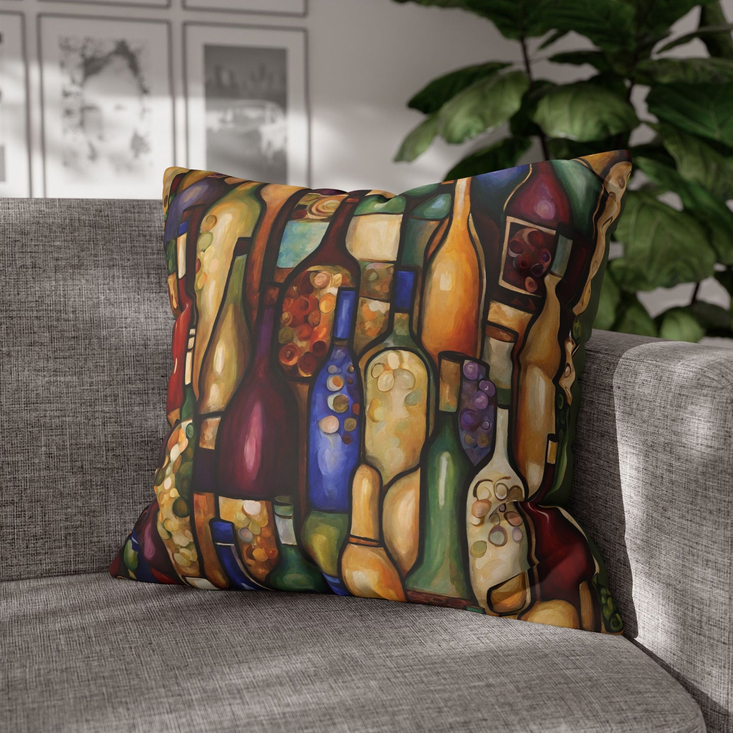 Vino Abstract Square Poly Canvas Pillowcase