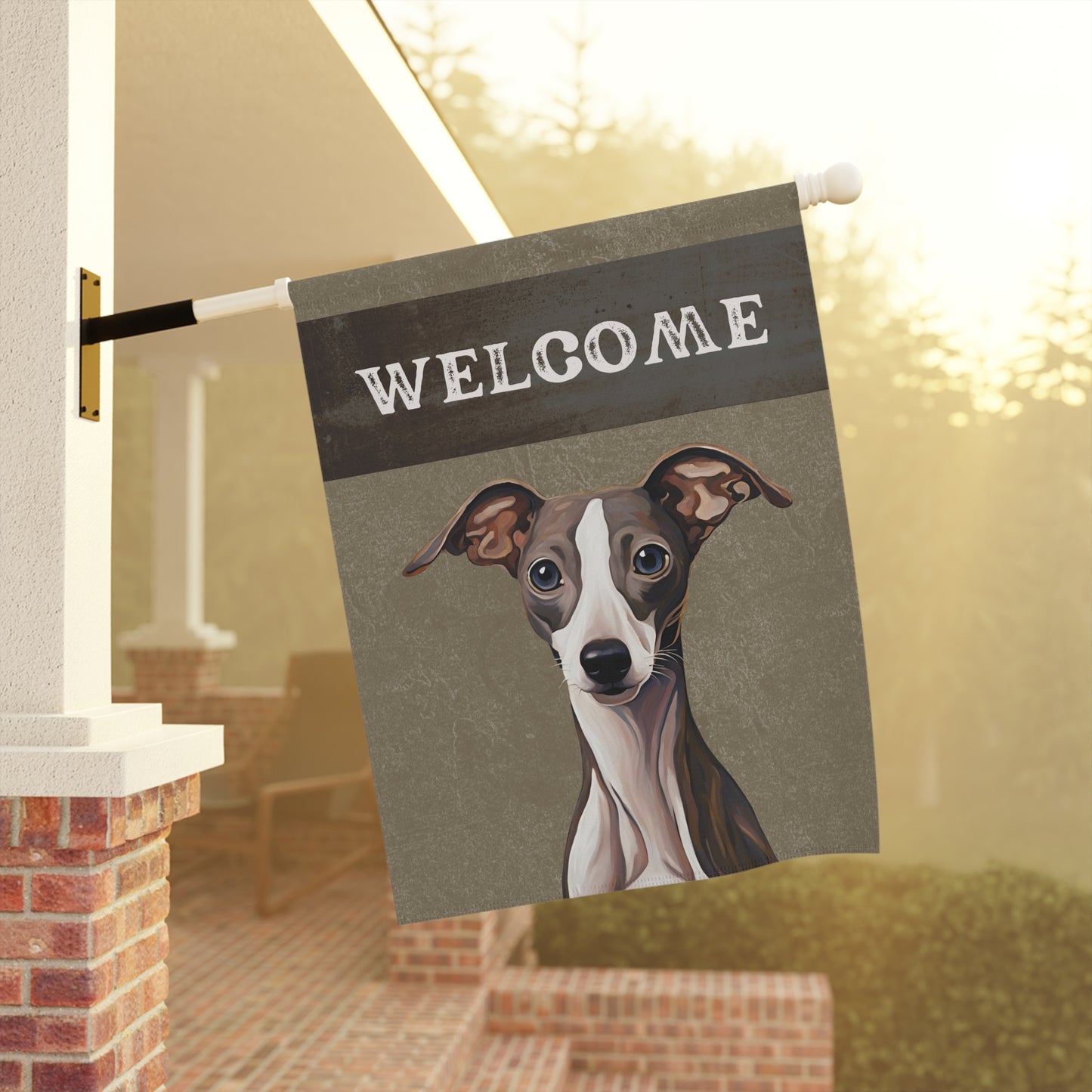 Greyhound Welcome 2-Sided Garden & House Flag/Banner