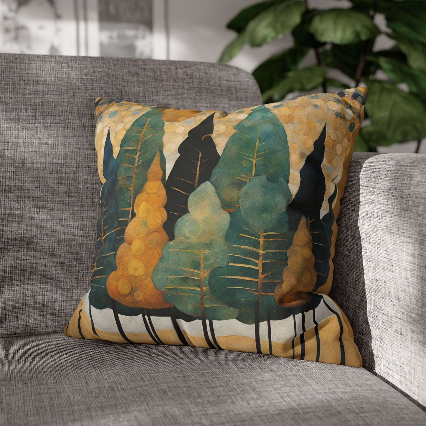 Pine Trees Square Poly Canvas Pillowcase