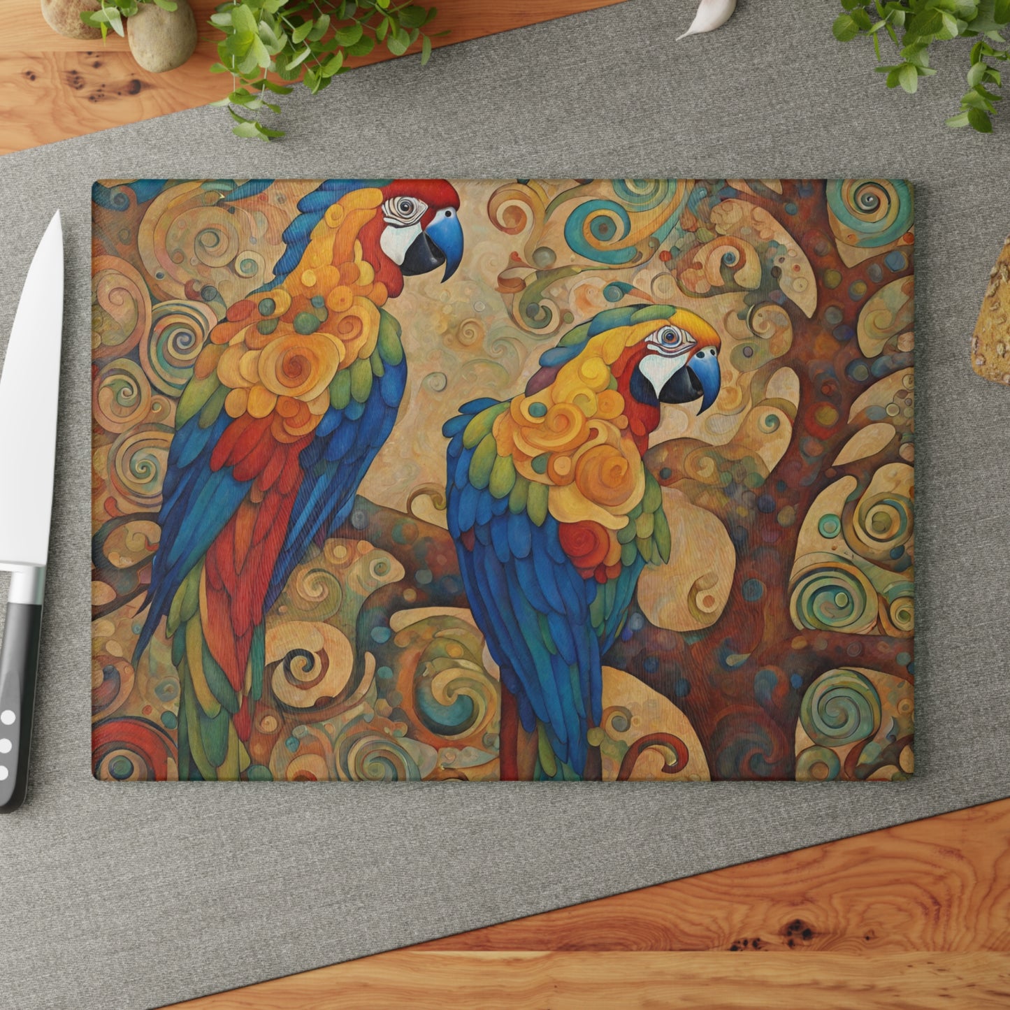 Parrot Duo Tempered Glass Cutting Board