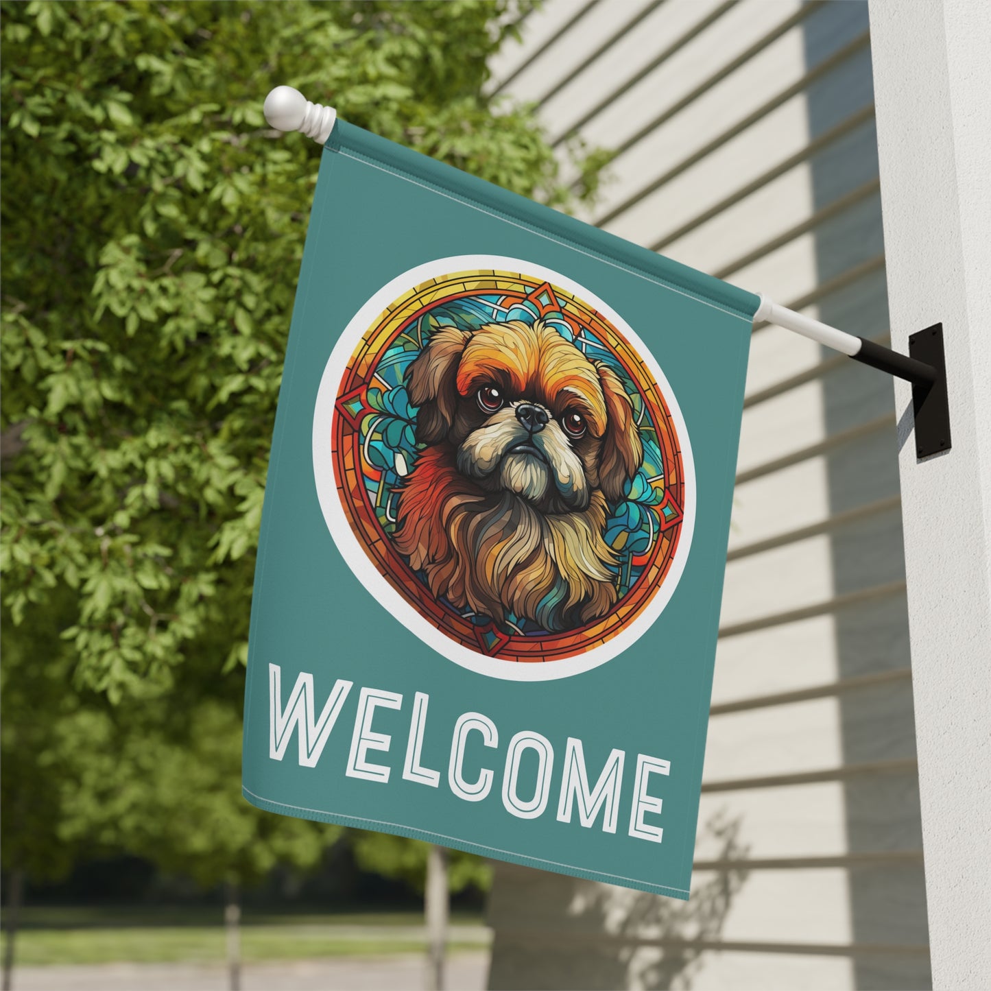 Pekingese Welcome 2-Sided Garden & House Flag/Banner