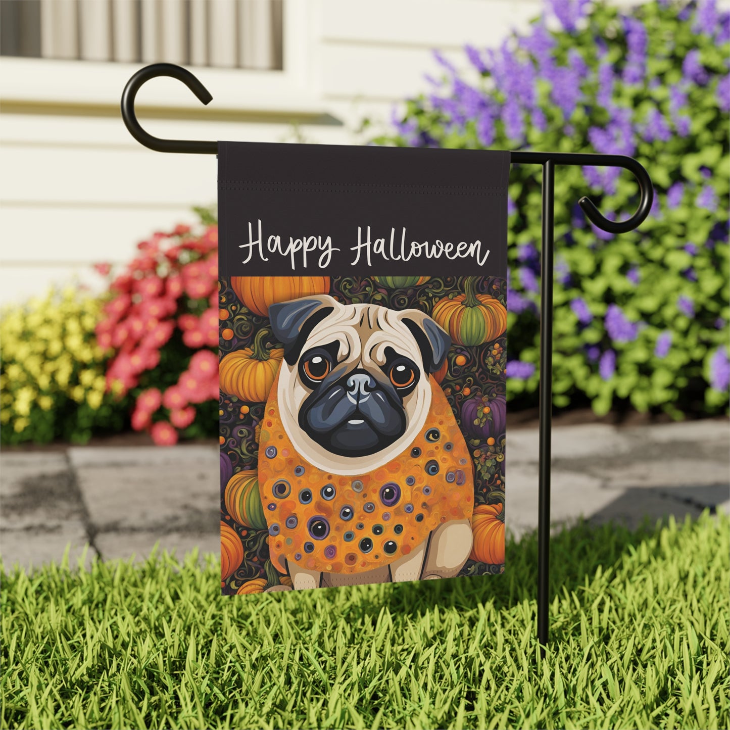 Pug Happy Halloween 2-Sided Garden & House Flag/Banner