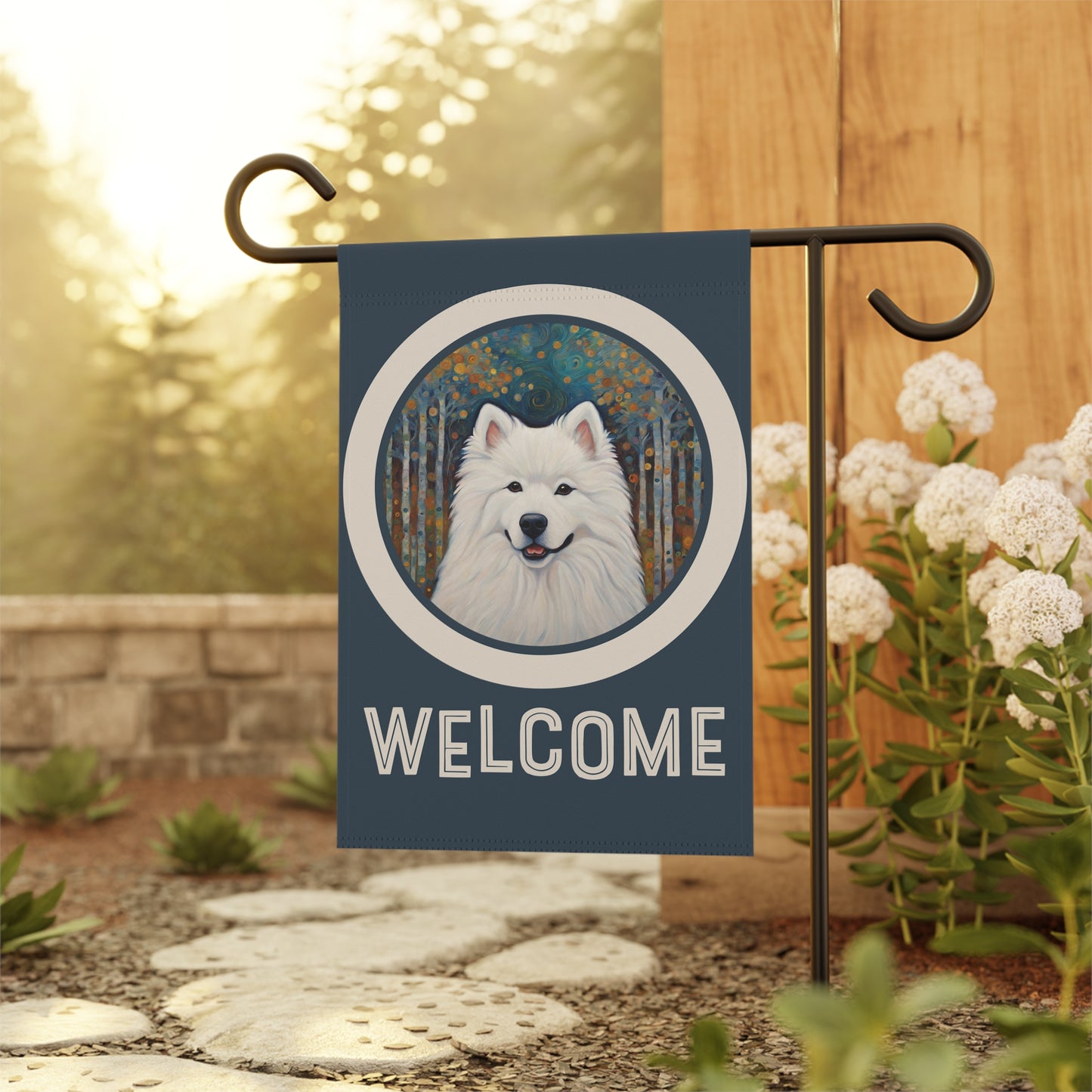 Samoyed Welcome 2-Sided Garden & House Flag/Banner