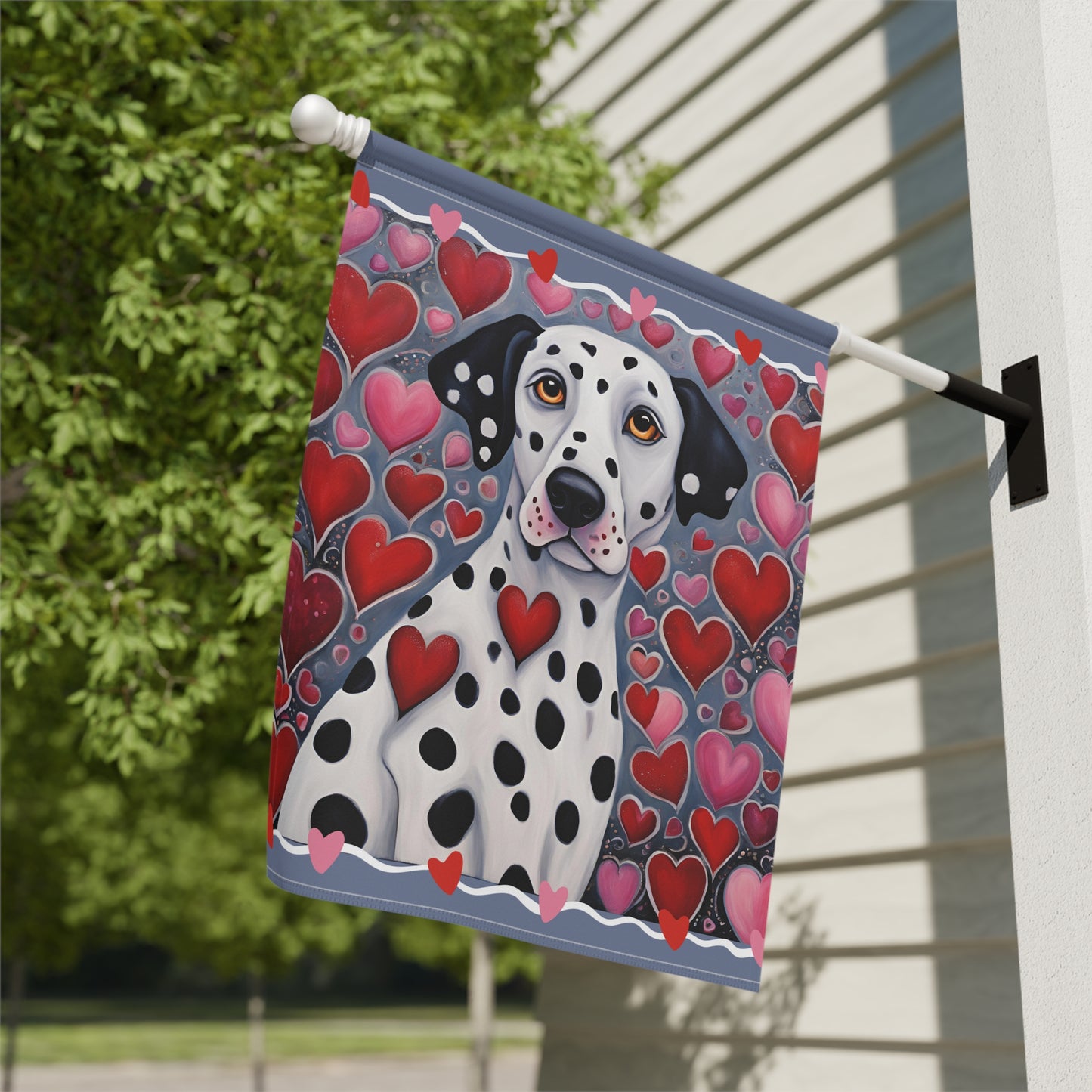 Dalmatian Valentine 2-Sided Garden & House Flag/Banner
