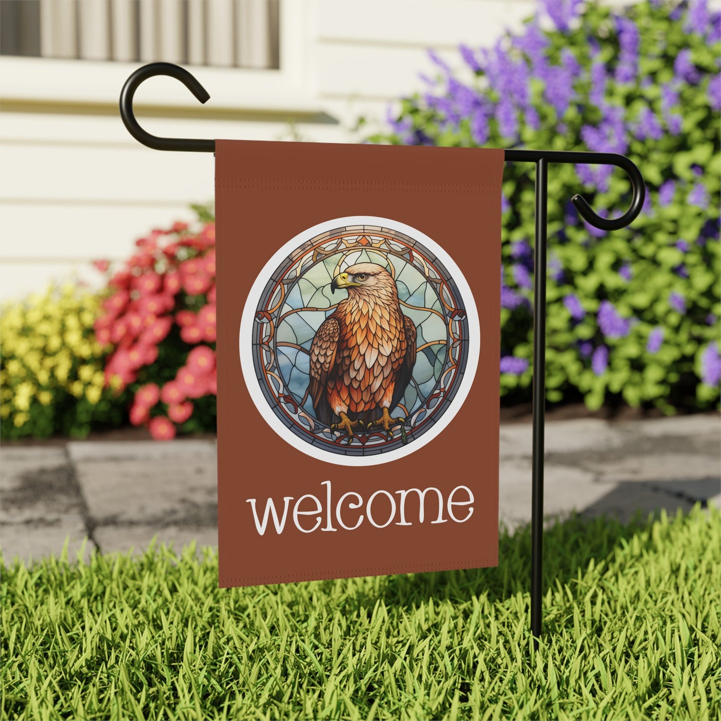 Hawk Welcome 2-Sided Garden & House Flag/Banner