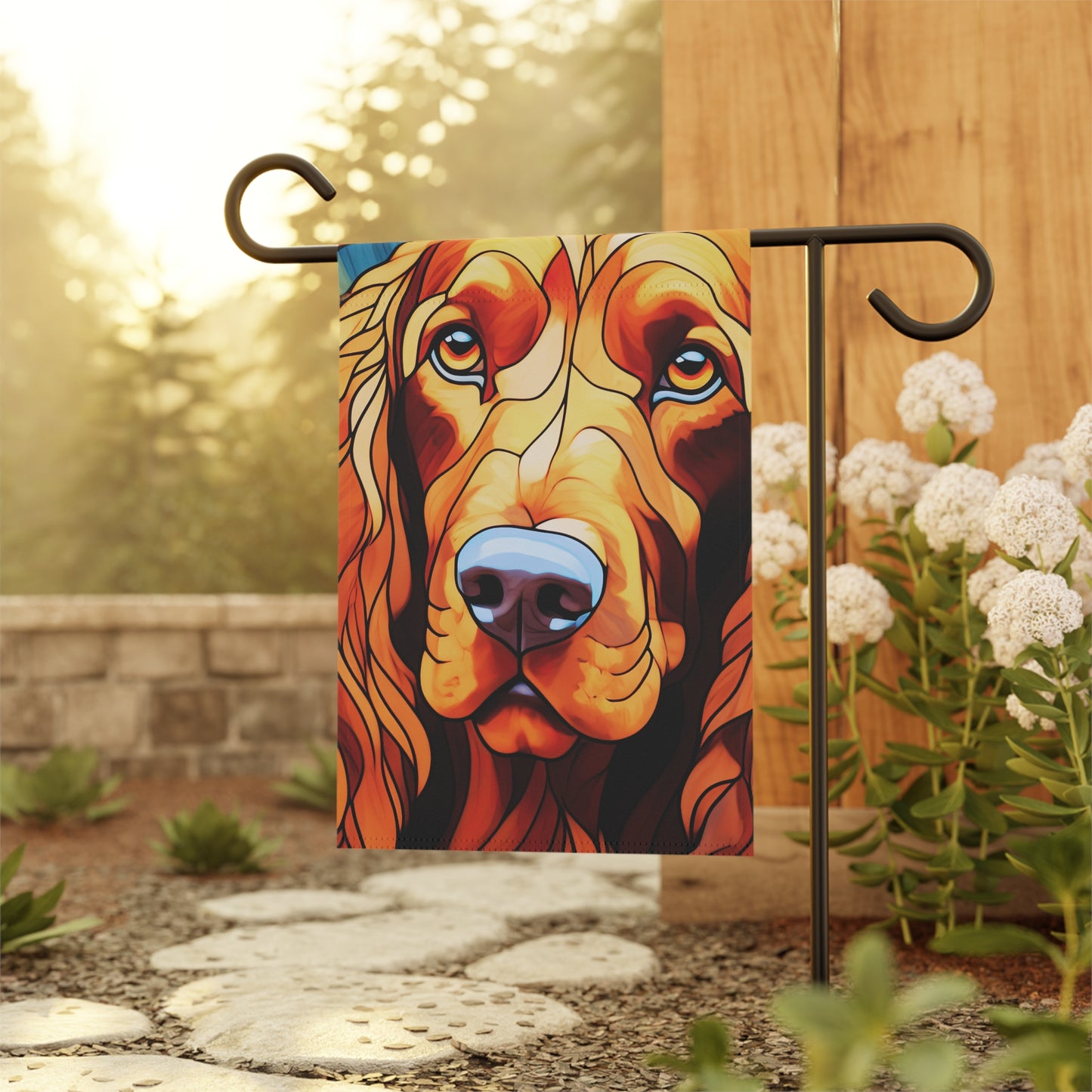 Irish Setter Face Stained Glass Look 2-Sided Garden & House Flag/Banner
