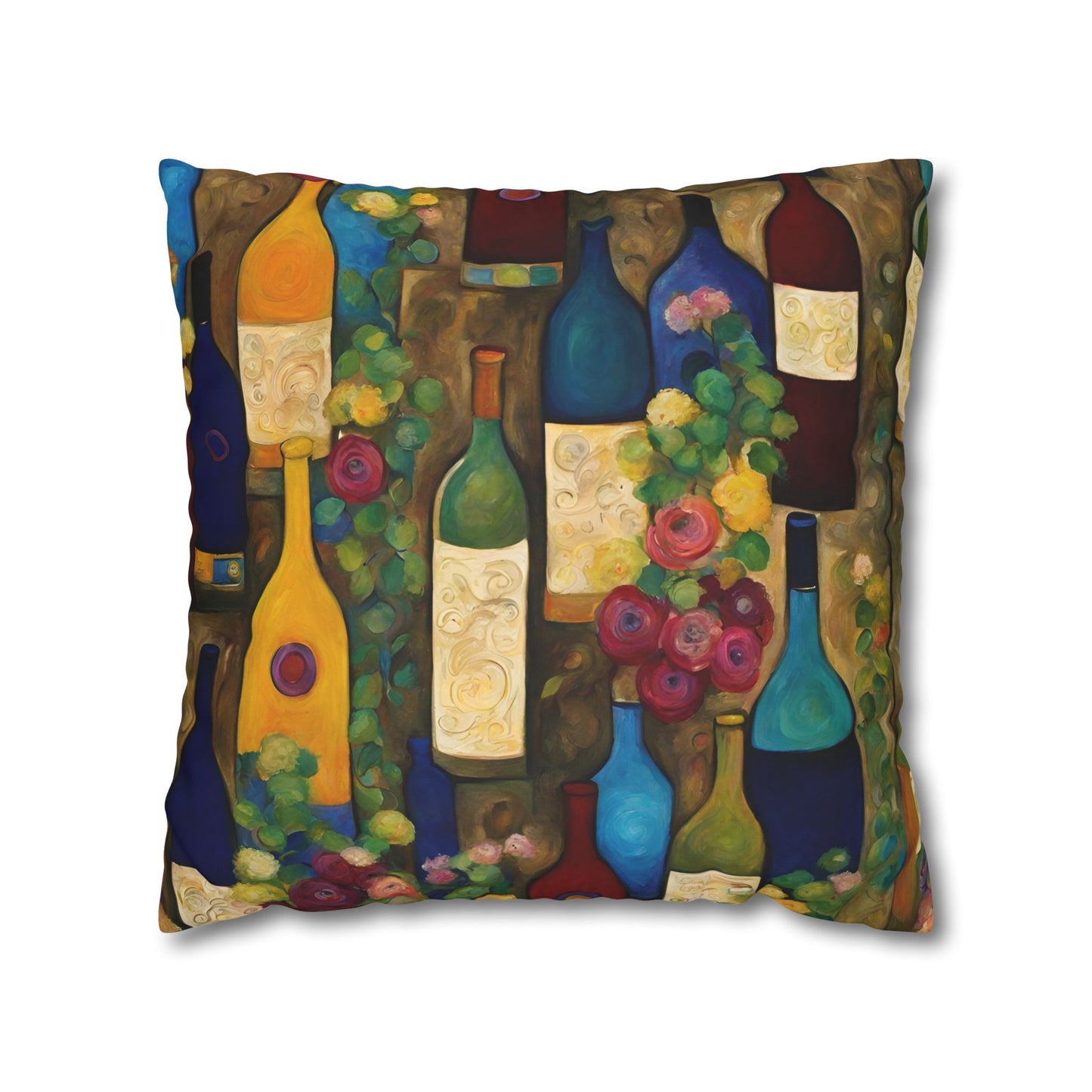 Wine Garden Square Poly Canvas Pillowcase