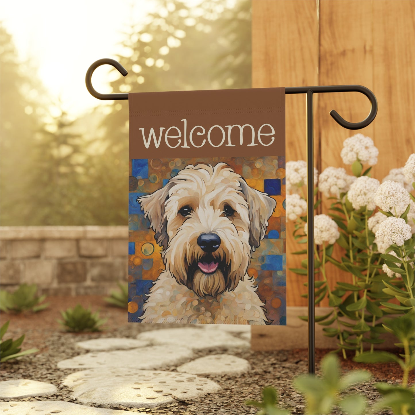 Wheaten Terrier Welcome 2-Sided Garden & House Flag/Banner