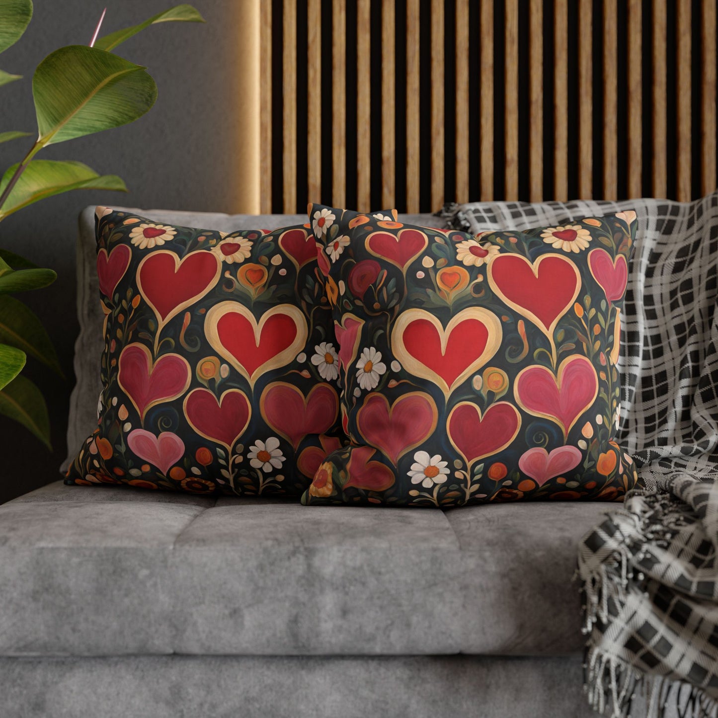 Heart Garden Square Poly Canvas Pillowcase