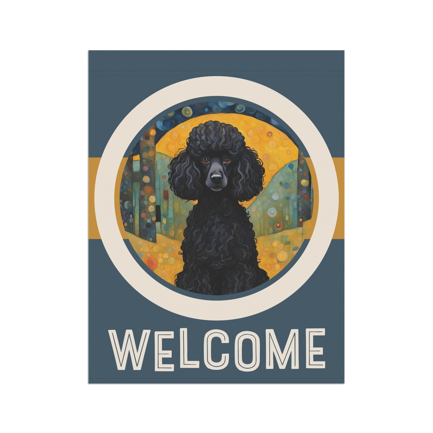 Black Poodle Welcome 2-Sided Garden & House Flag/Banner