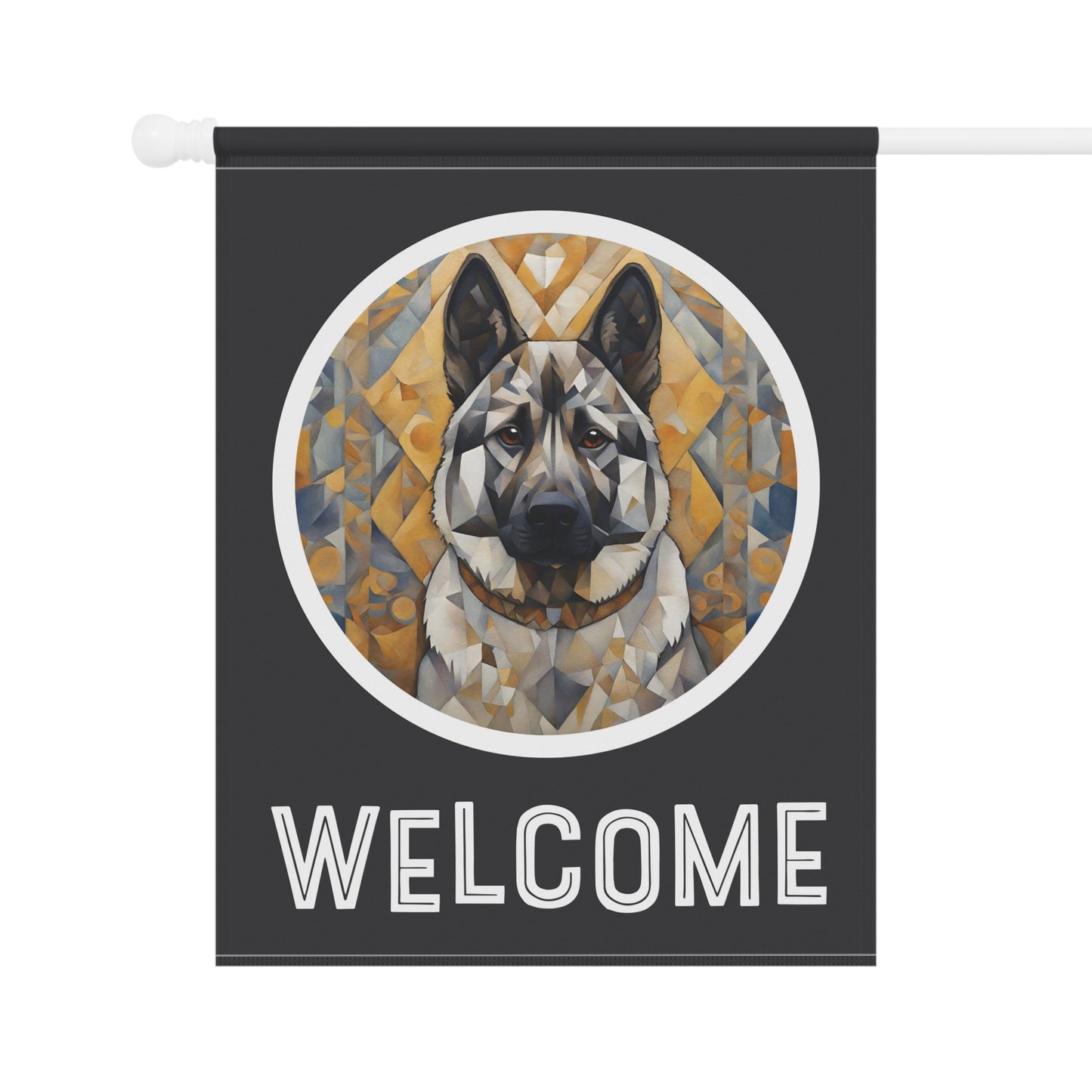 Norwegian Elkhound Welcome 2-Sided Garden & House Flag/Banner