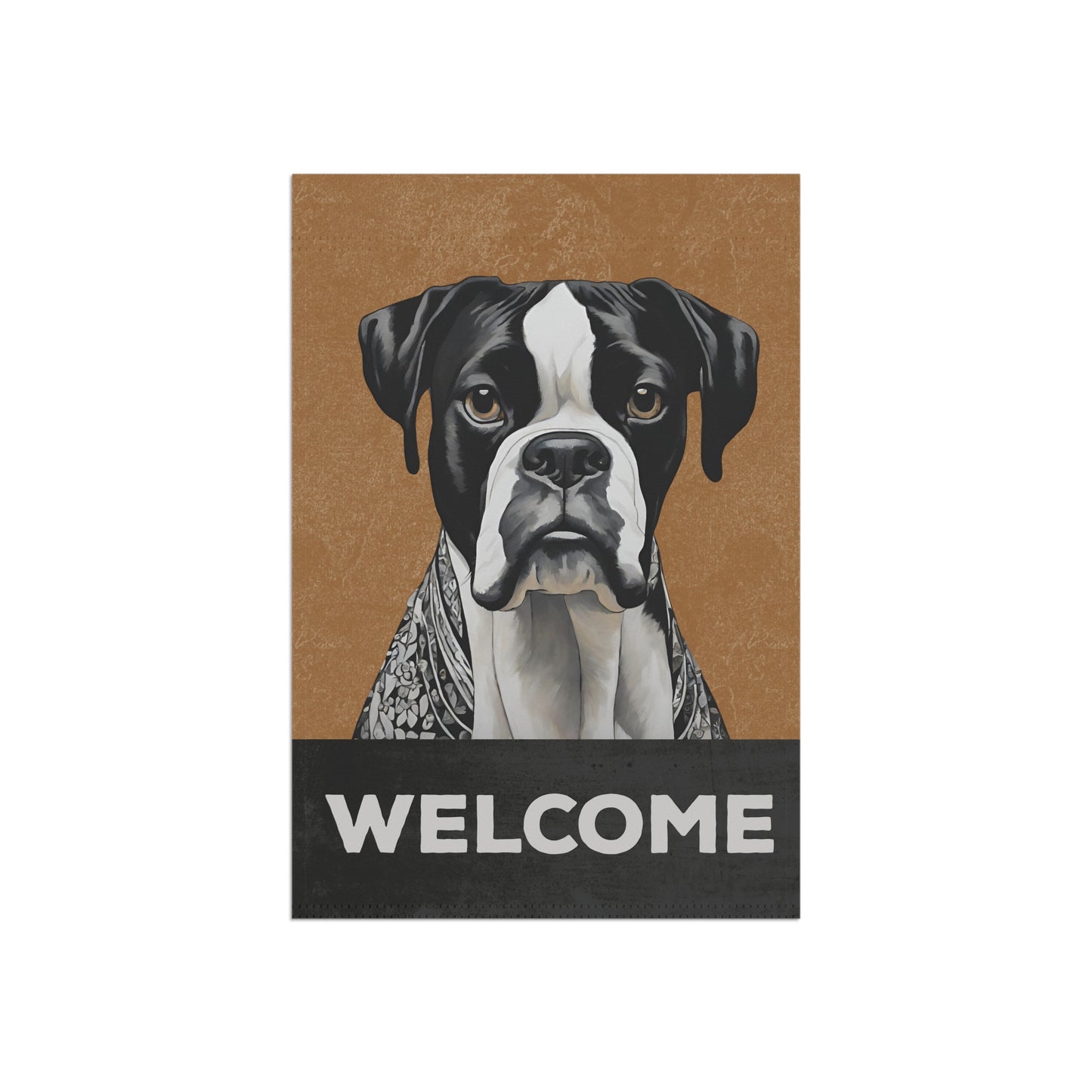 Boxer (Black & White) Welcome 2-Sided Garden & House Flag/Banner