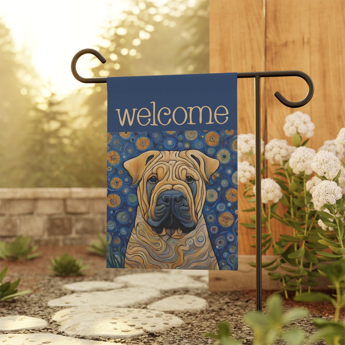 Shar Pei Welcome 2-Sided Garden & House Flag/Banner