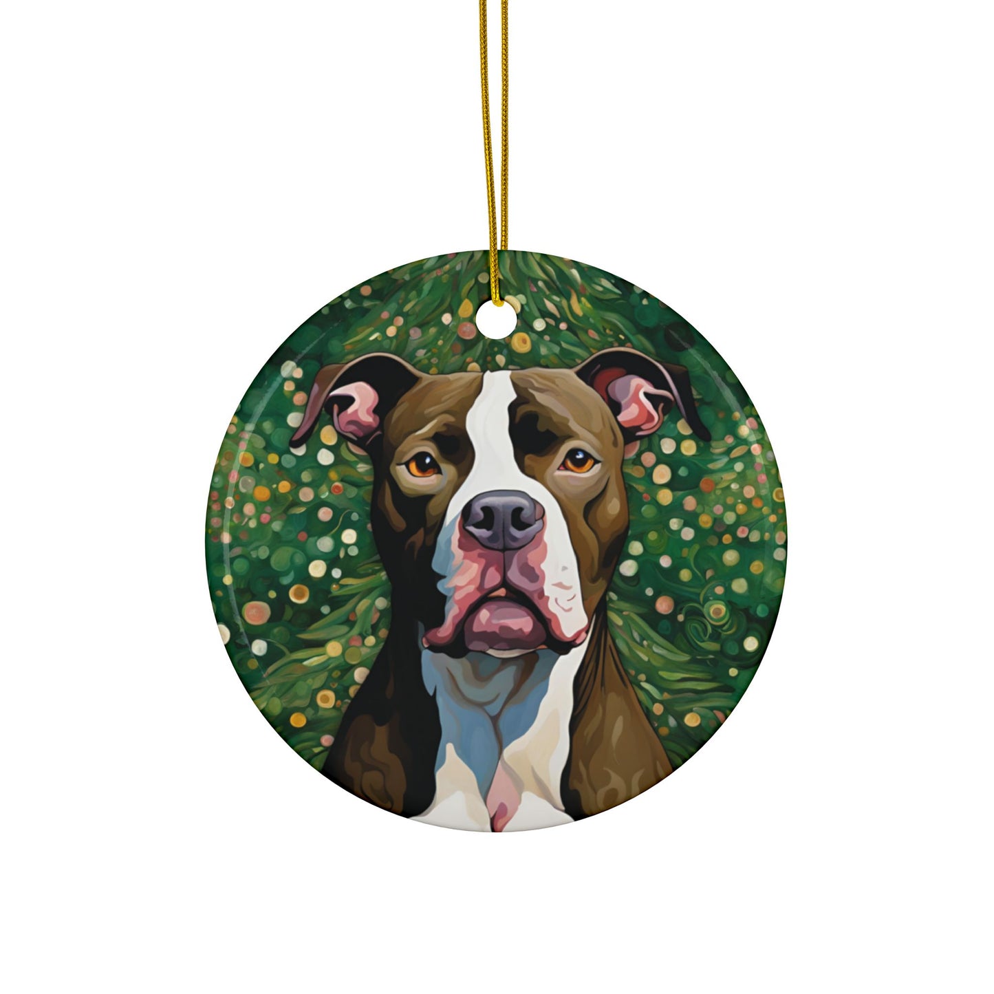 Pitbull Christmas 3" Ceramic Ornaments, 2-Side Print, (1pc, 10pcs)