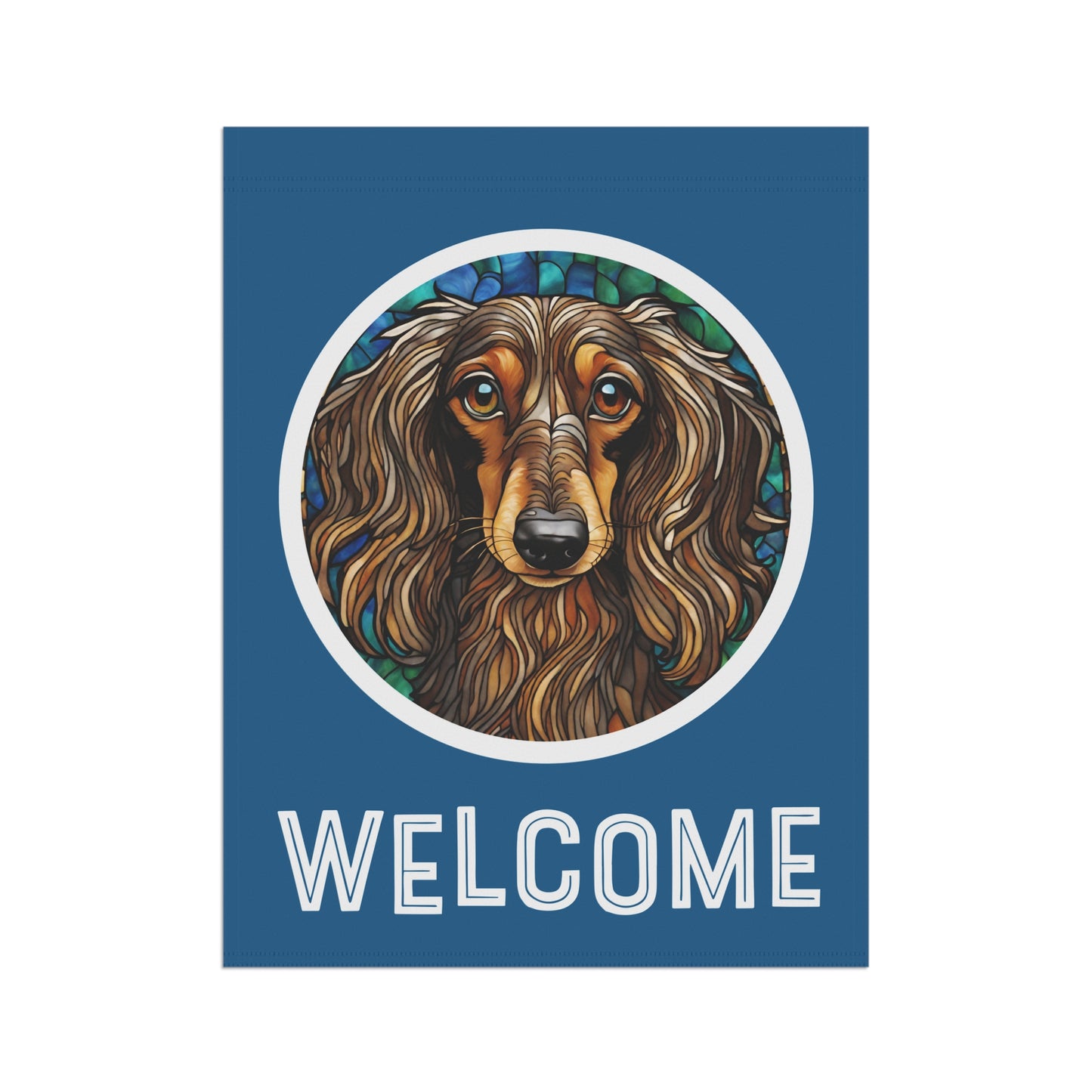 Dachshund (Long Hair) Welcome 2-Sided Garden & House Flag/Banner