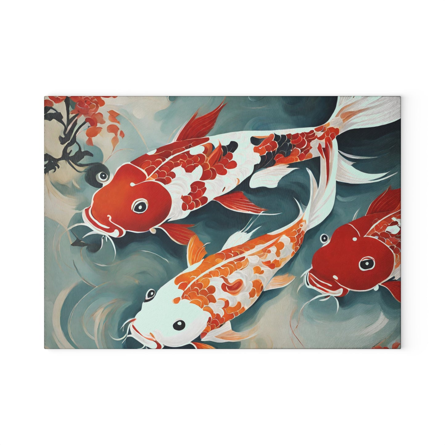 Koi Pond Tempered Glass Cutting Board