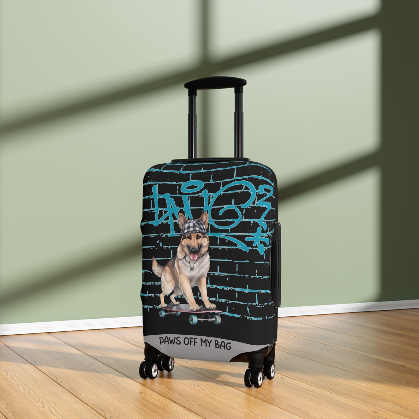 German Shepherd on Skateboard Paws Off My Bag Luggage Cover