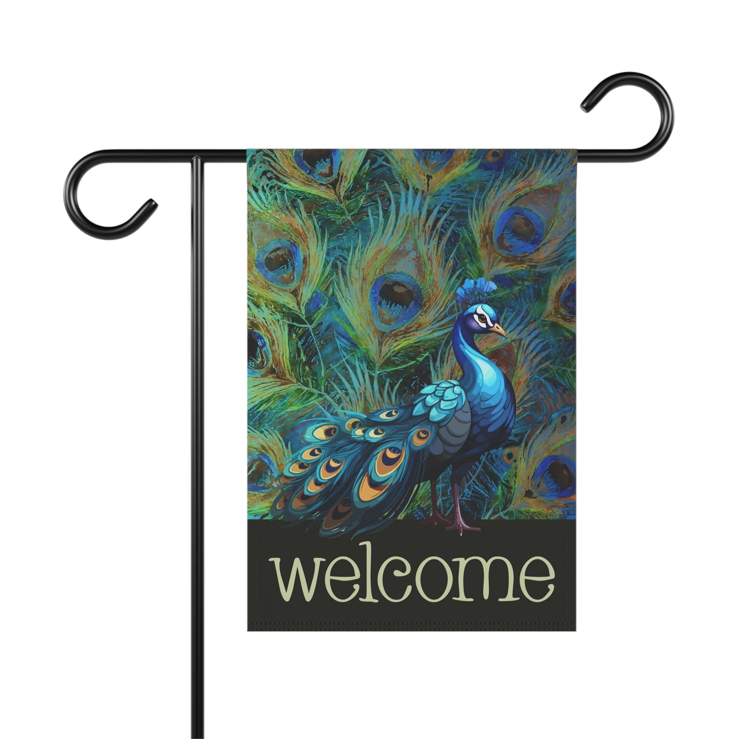 Flaunting Peacock Welcome 2-Sided Garden & House Flag/Banner