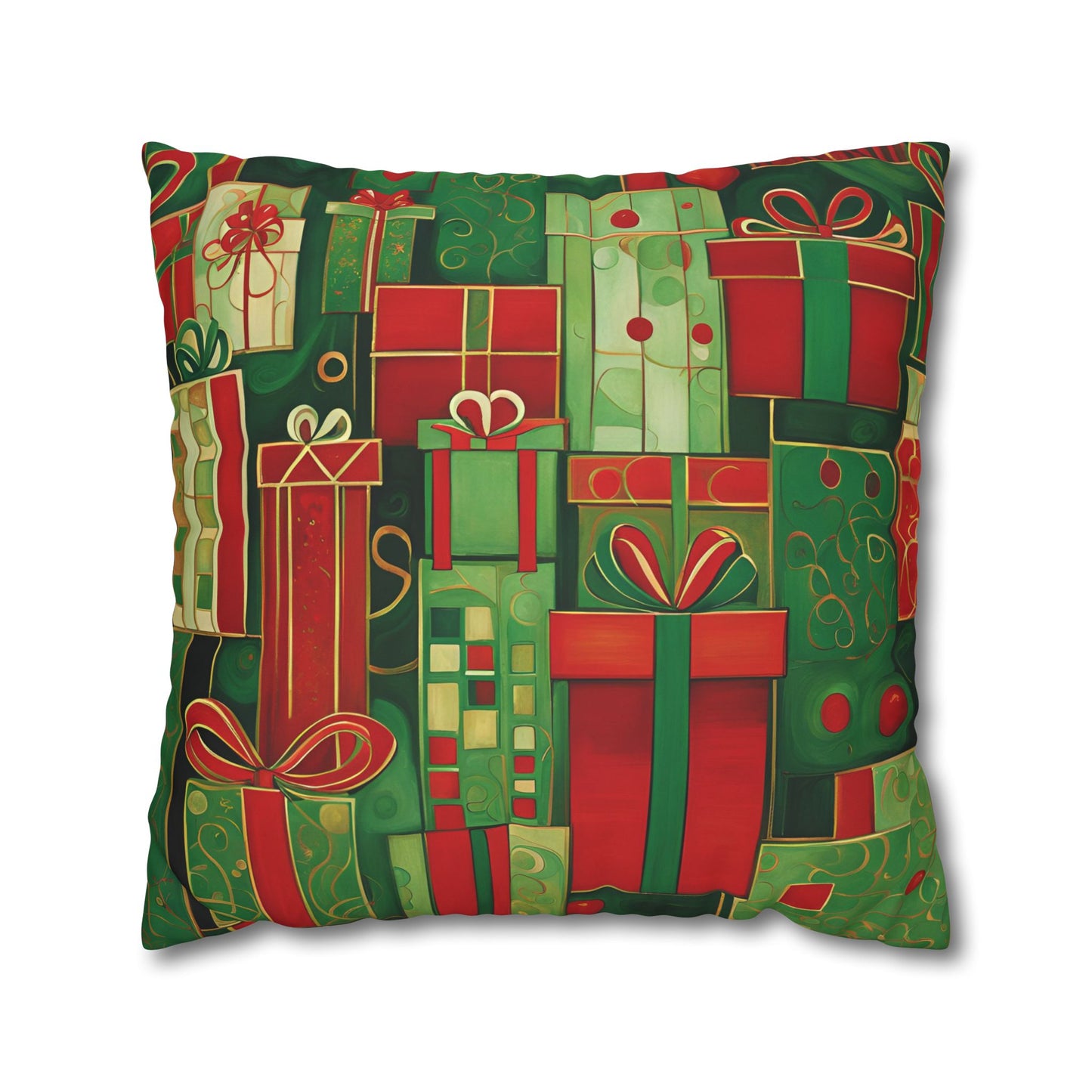 Holiday Gifts Square Poly Canvas Pillowcase