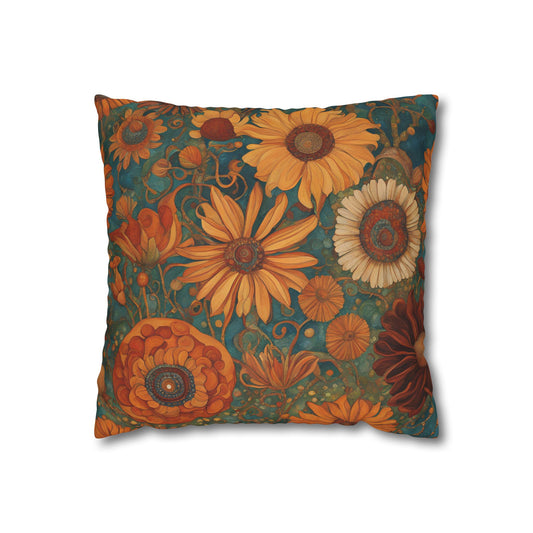 Copperfield Floral Square Poly Canvas Pillowcase