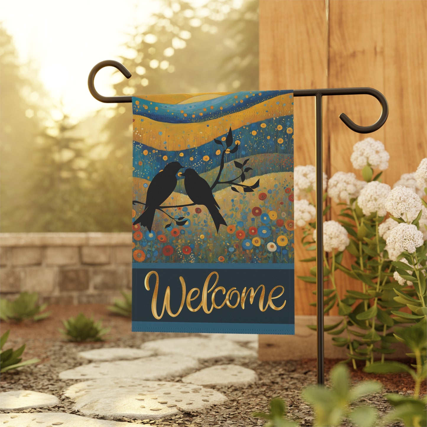 Birdsong Silhouette Welcome 2-Sided Garden & House Flag/Banner