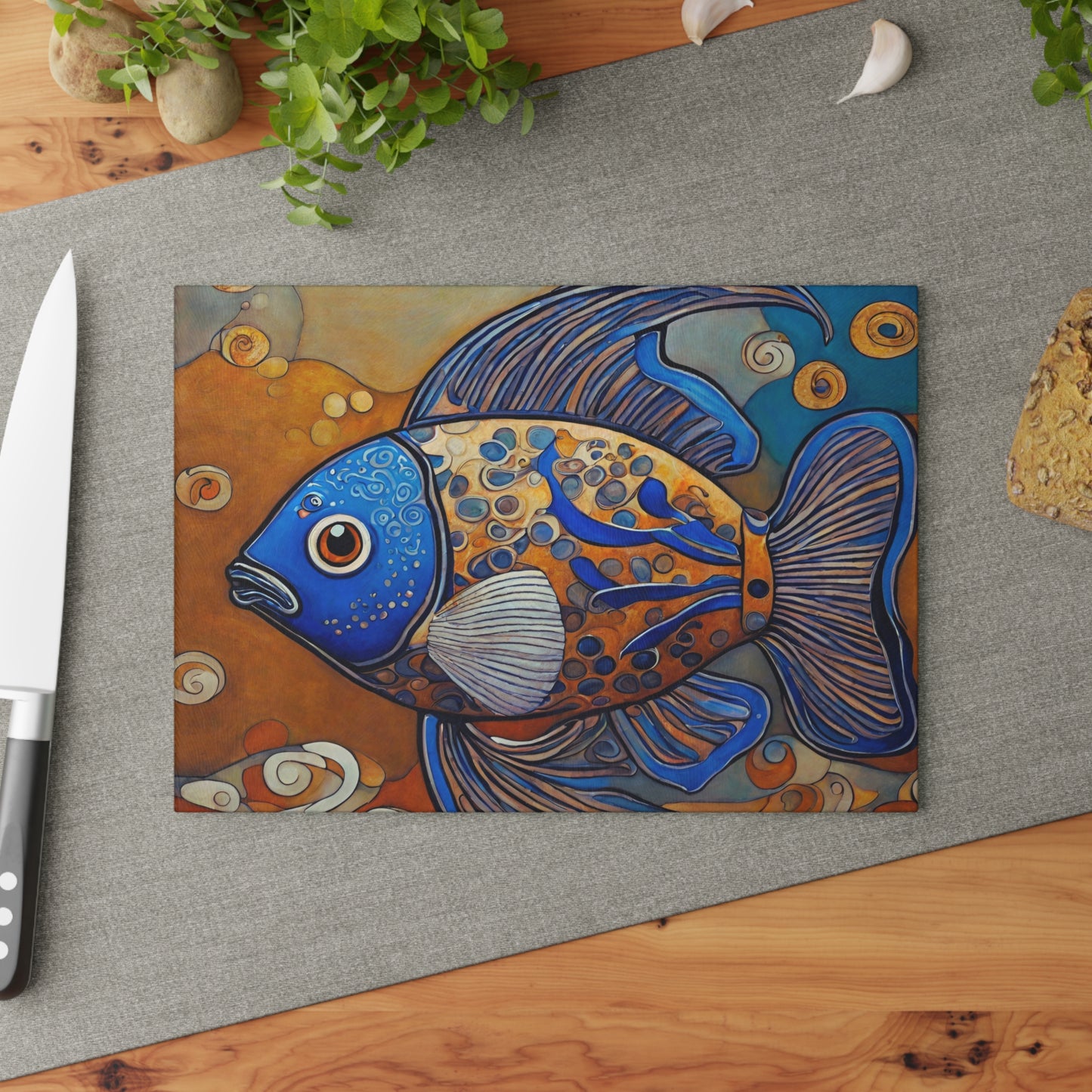 Just Keep Swimming Tempered Glass Cutting Board