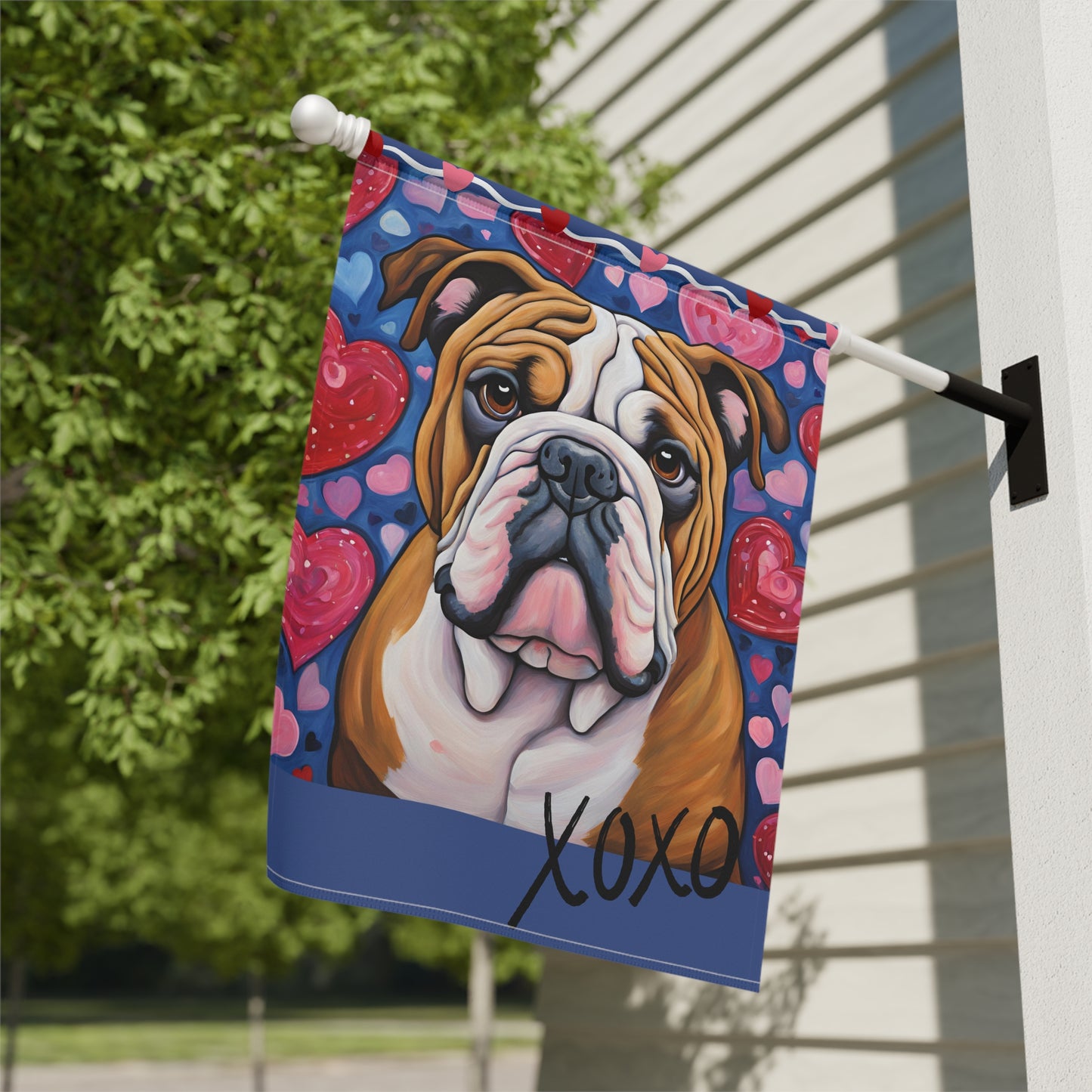 English Bulldog Valentine 2-Sided Garden & House Flag/Banner